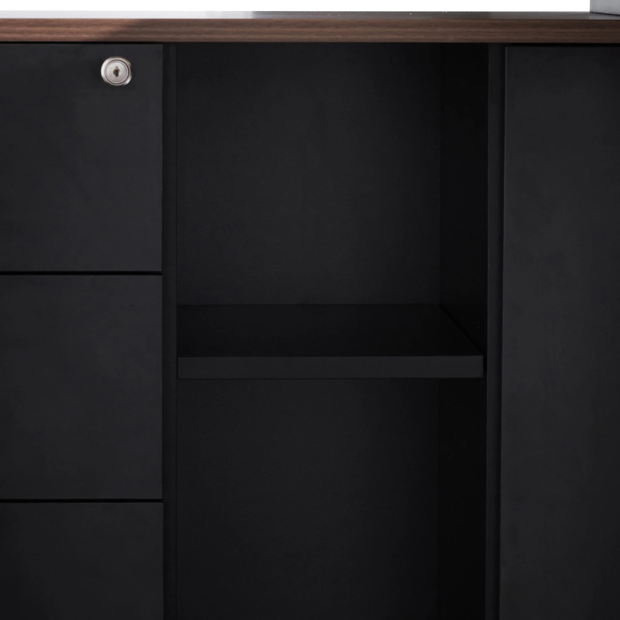 Halo 1.8m Executive Desk Left Return with Black Legs - Walnut - Image 9