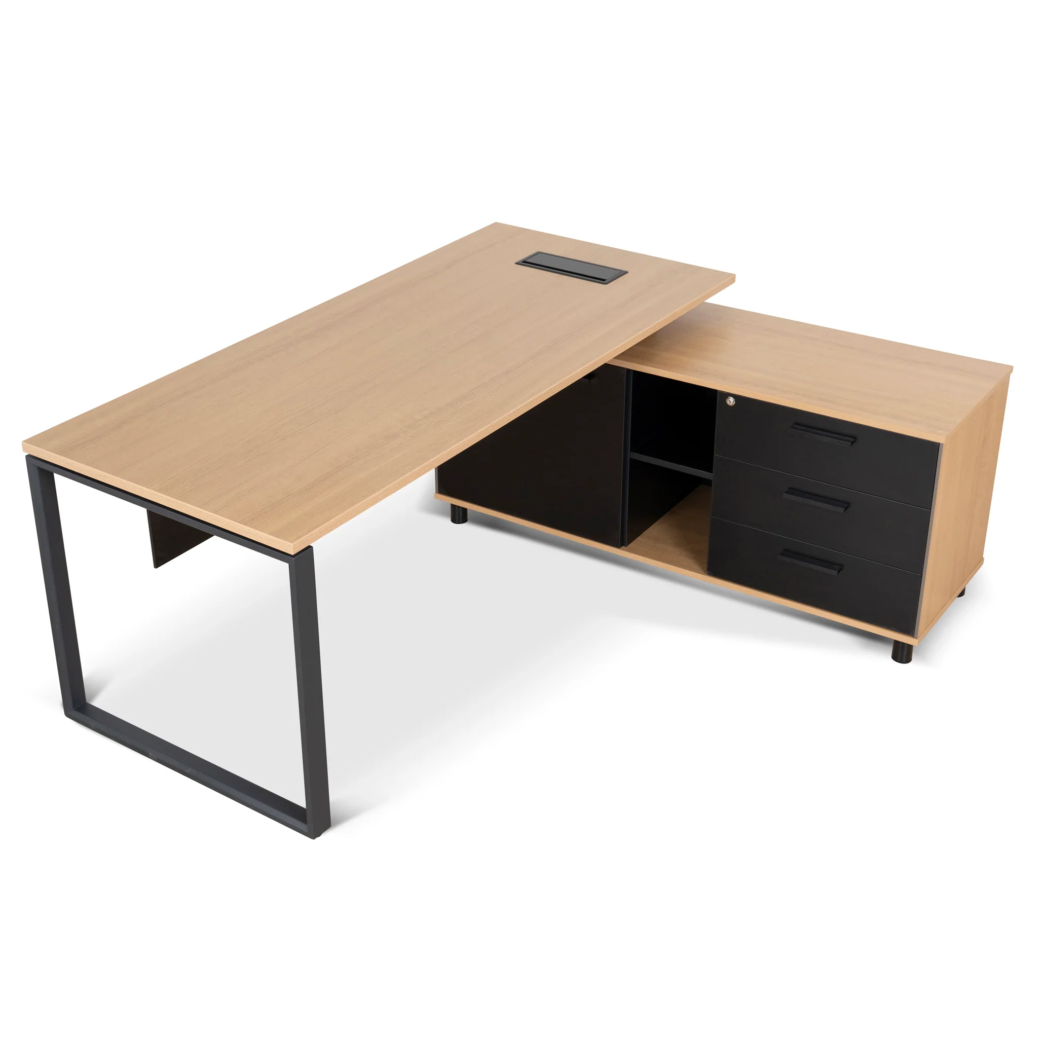 Halo 1.8m Executive Desk Right Return with Black Legs - Natural - Image 4