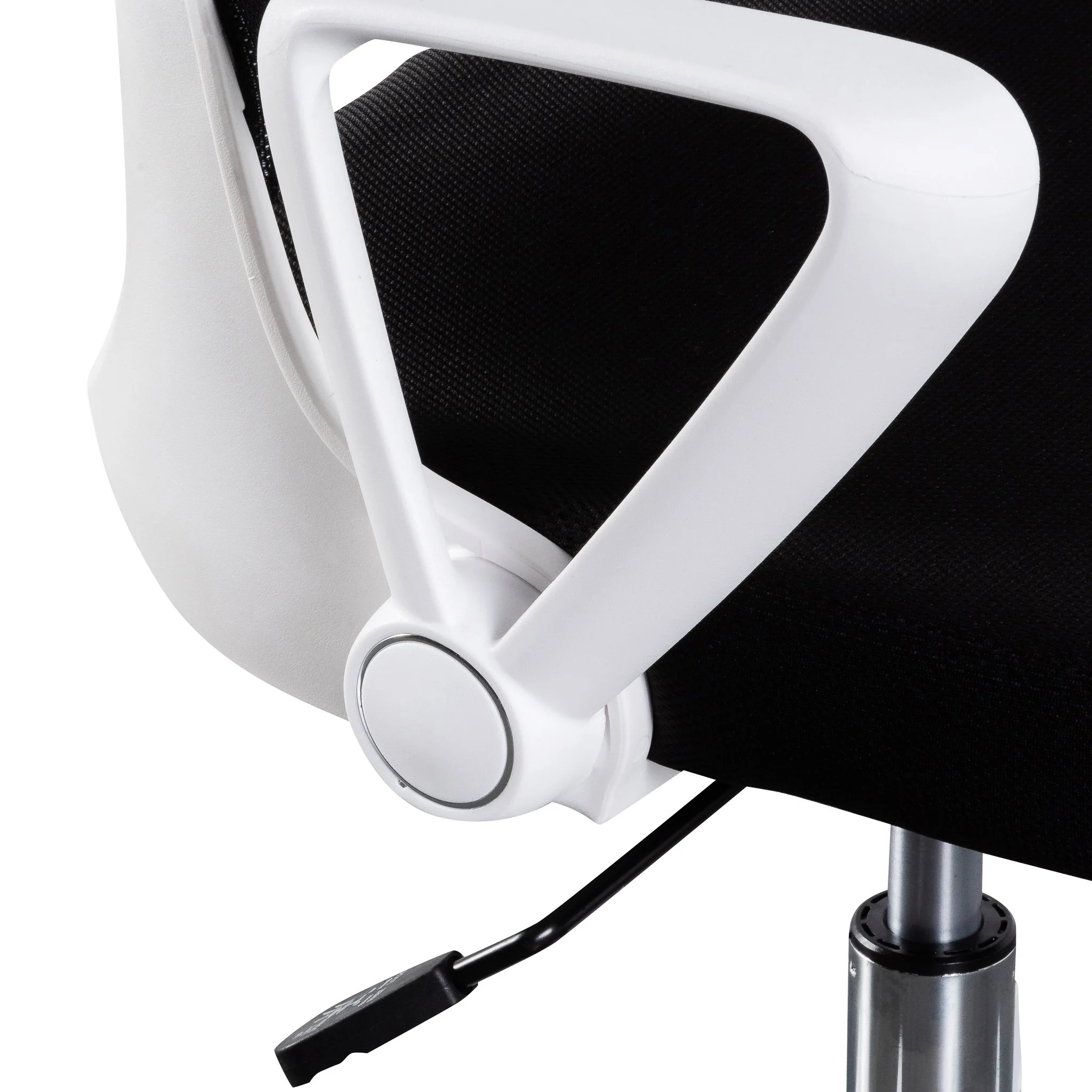 Heston Black Office Chair - White Arm and Base - Image 2