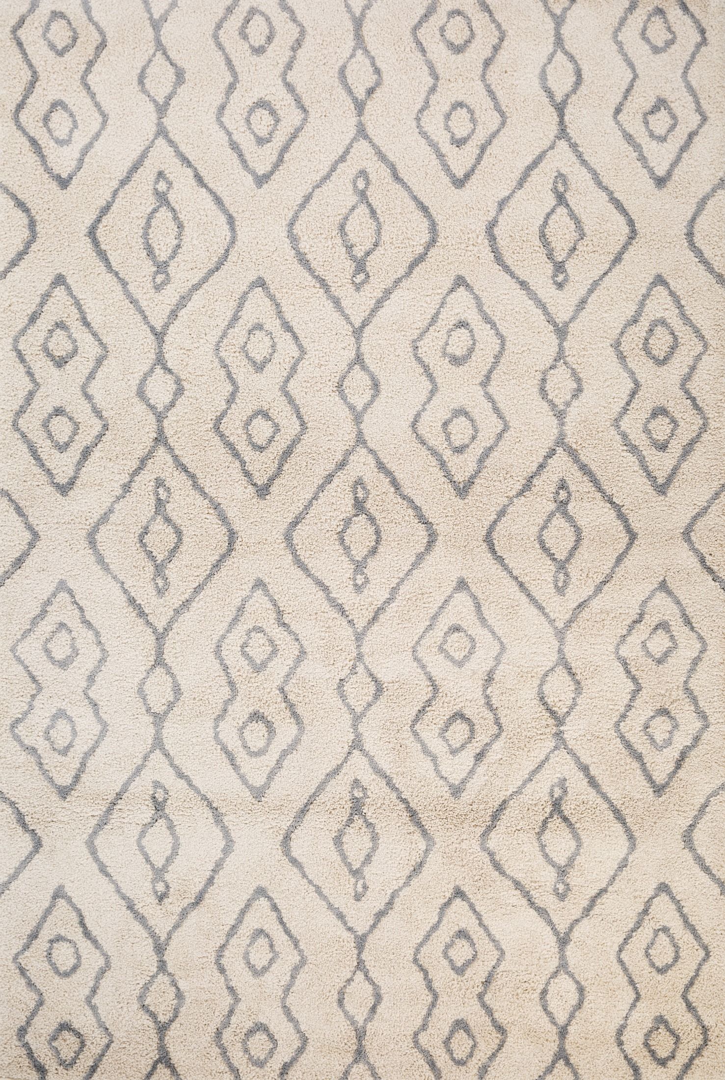 Hiero Bohemian Patterned Rug - Ivory and Grey 200cm x 290 cm