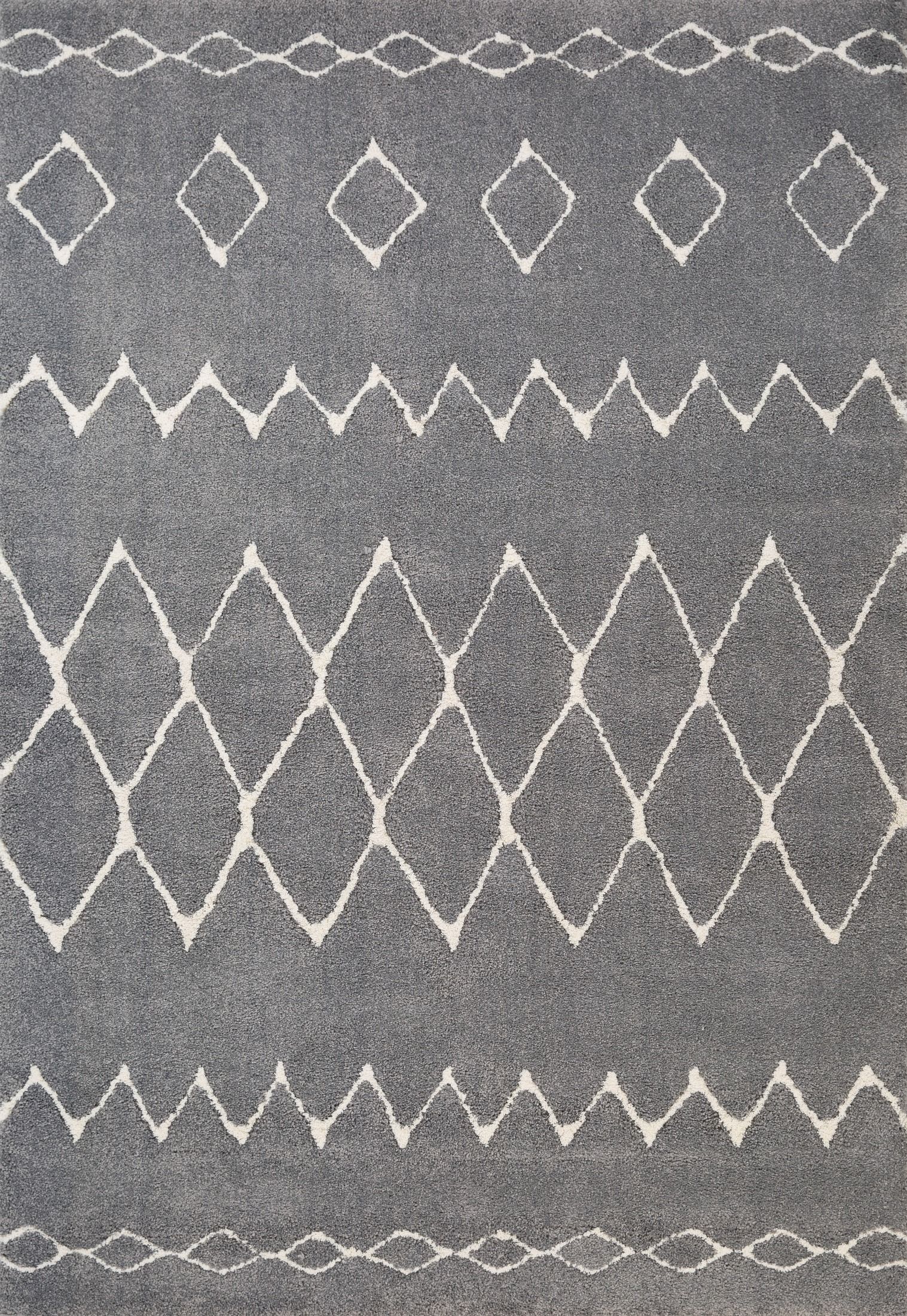 Hiero Boho Patterned Rug - Grey and Ivory 160cm x 230 cm
