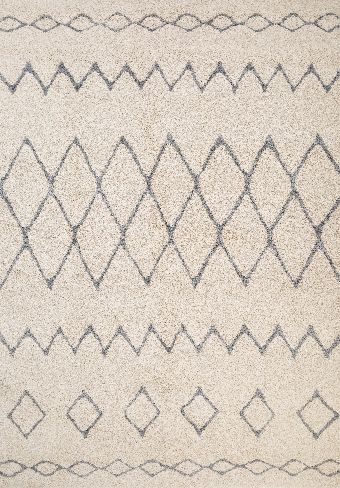 Hiero Boho Patterned Rug - Ivory and Grey 160cm x 230 cm