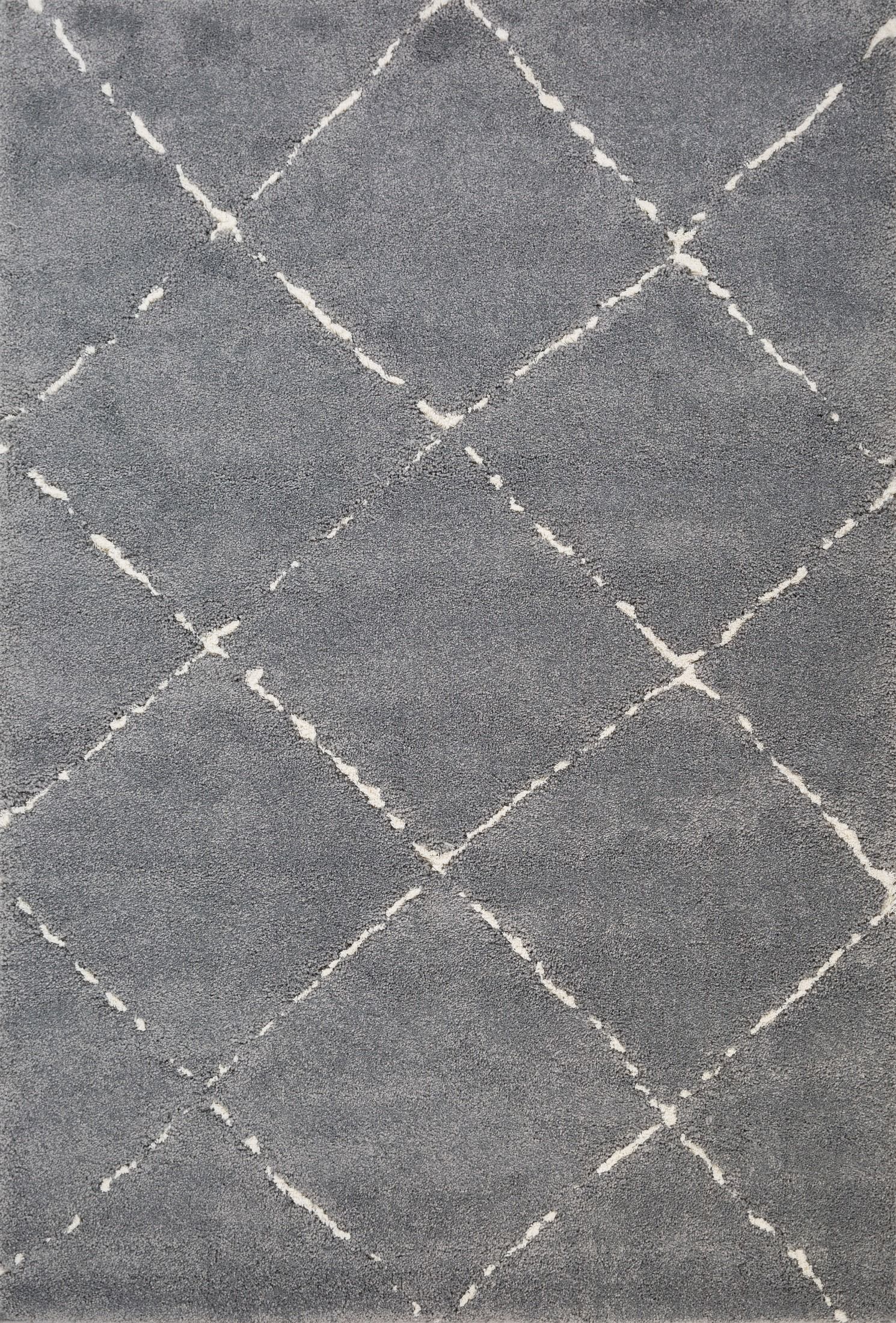 Hiero Diamond Patterned Rug - Grey and Ivory 300 cm x 390 cm