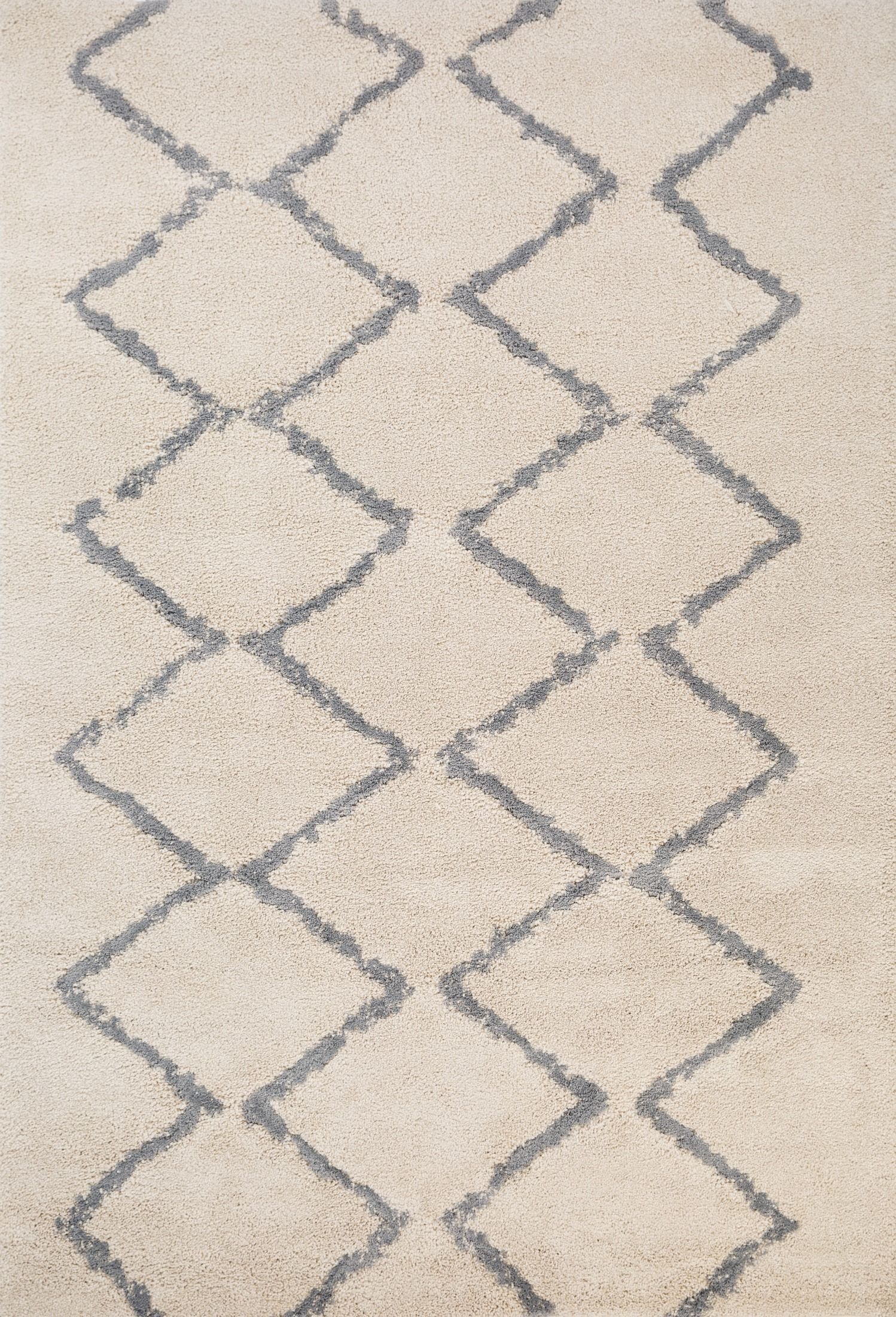 Hiero Moroccan Patterned Rug - Ivory and Grey 160cm x 230 cm