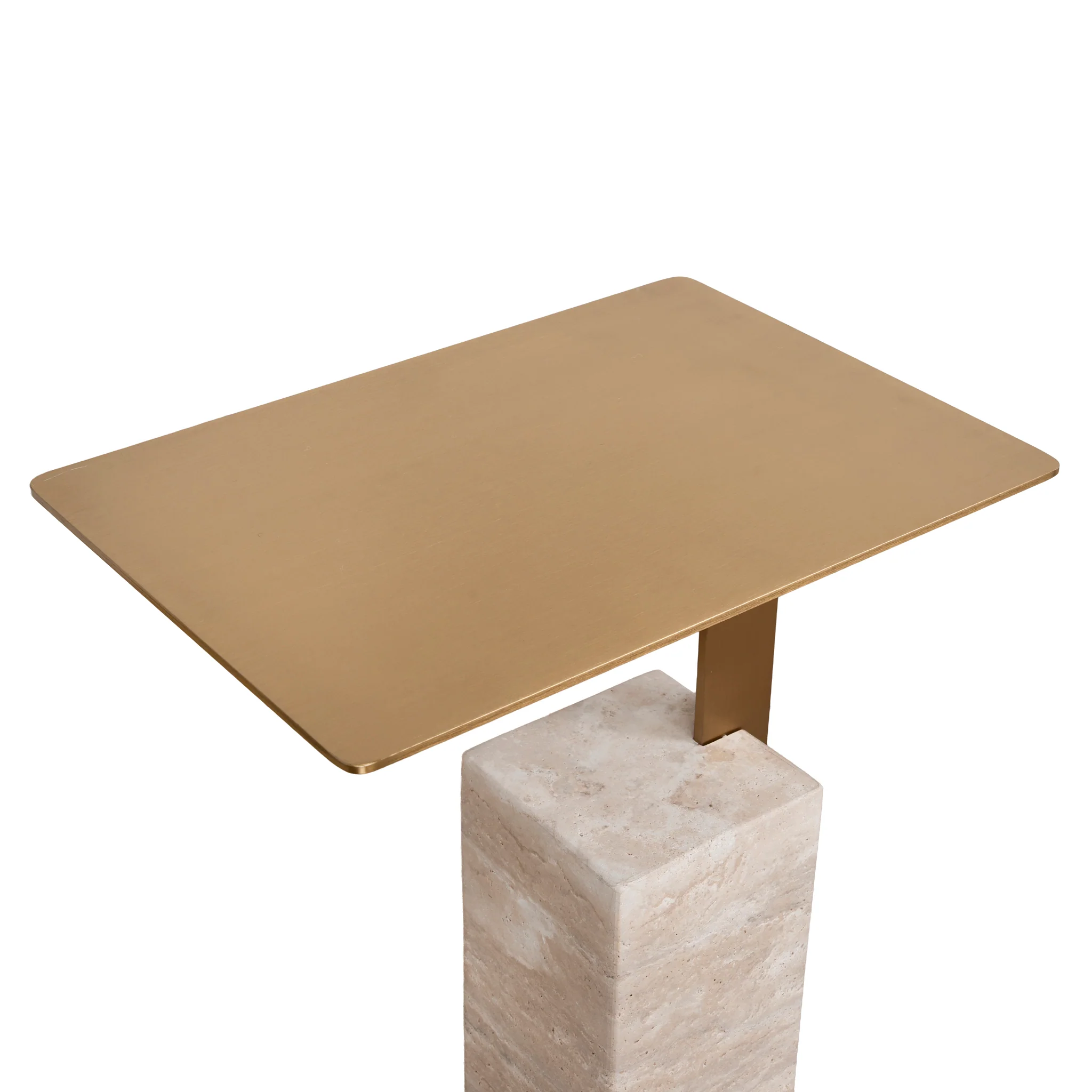 Hilaria 40 cm Brushed Gold Side Table - Natural - Image 8