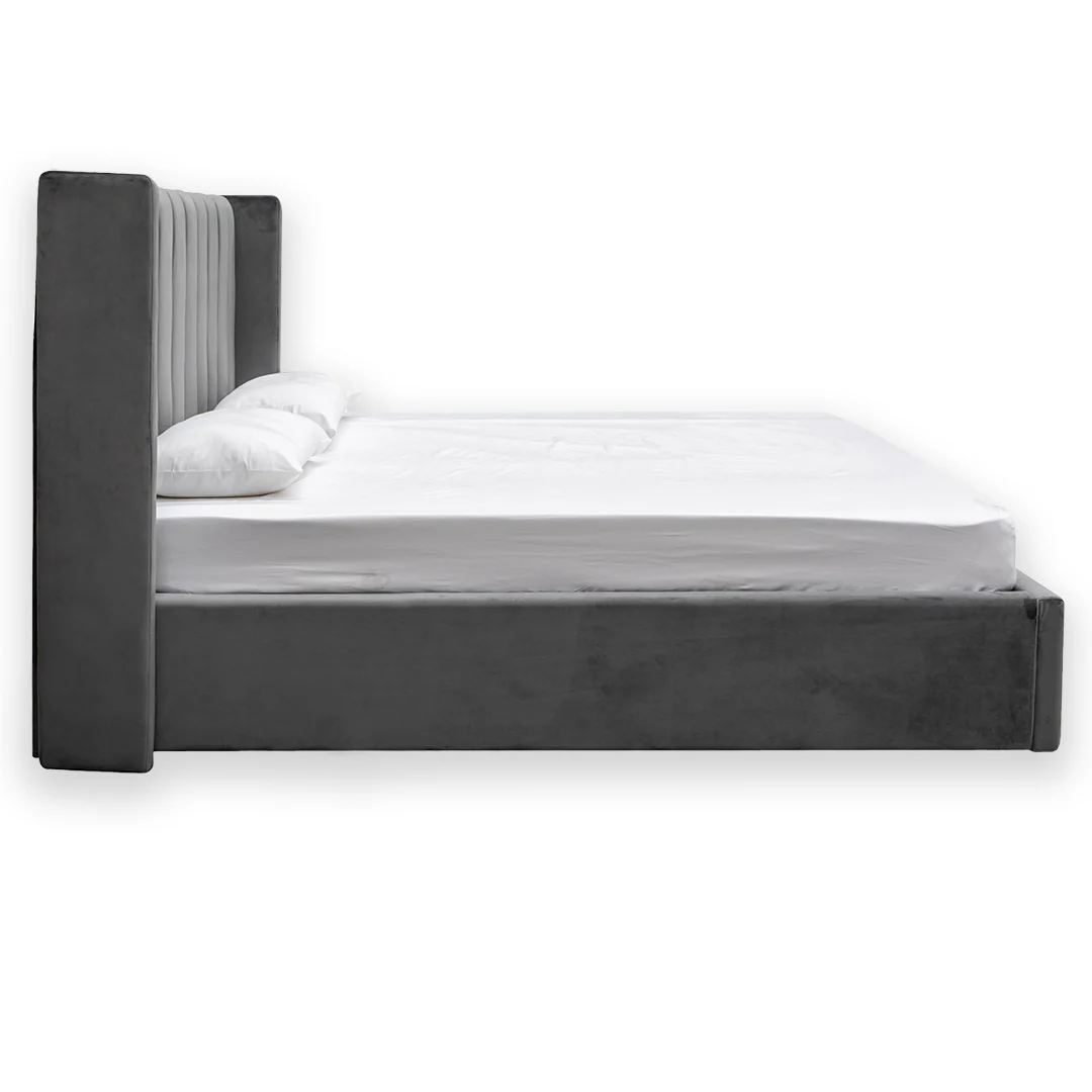 Hillsdale King Bed Frame - Wide Base in Charcoal Velvet - Last One - Image 3