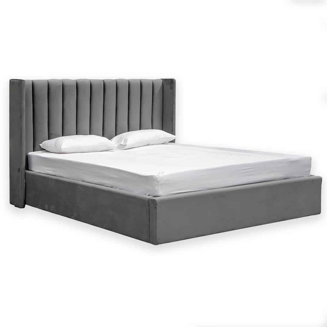 Hillsdale King Bed Frame - Wide Base in Charcoal Velvet - Last One - Image 4