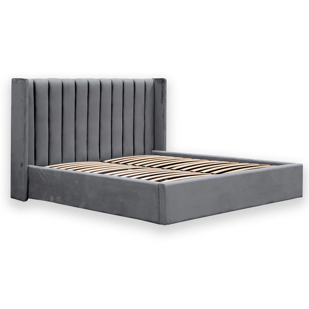 Hillsdale King Bed Frame - Wide Base in Charcoal Velvet - Last One - Image 5