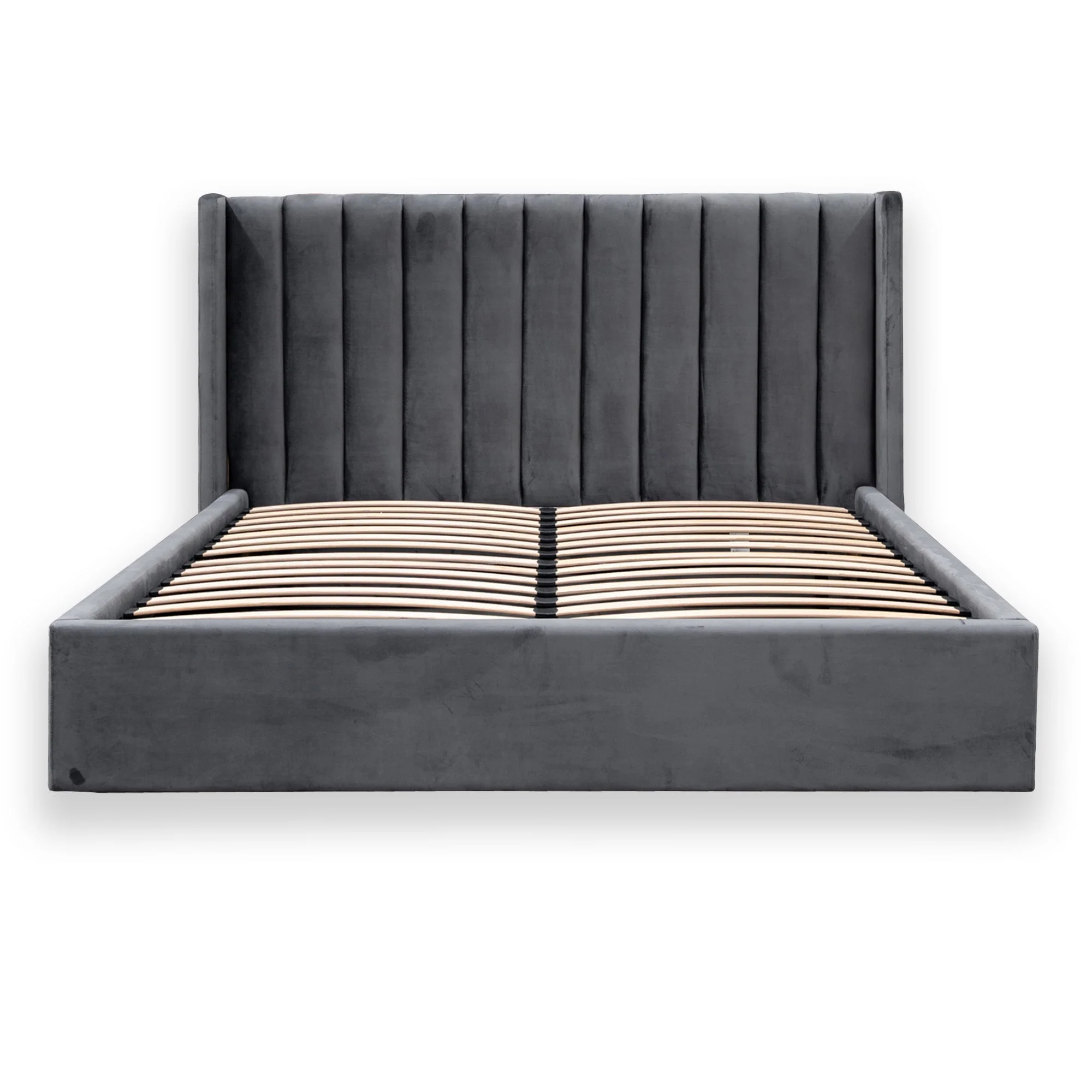 Hillsdale King Bed Frame - Wide Base in Charcoal Velvet - Last One - Image 6