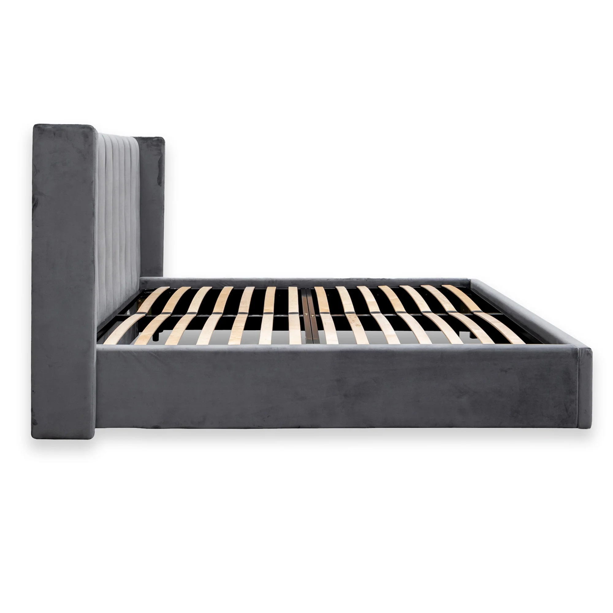 Hillsdale King Bed Frame - Wide Base in Charcoal Velvet - Last One - Image 7