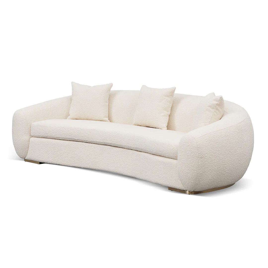 Howard 3 Seater Sofa - Ivory White Boucle - Image 3