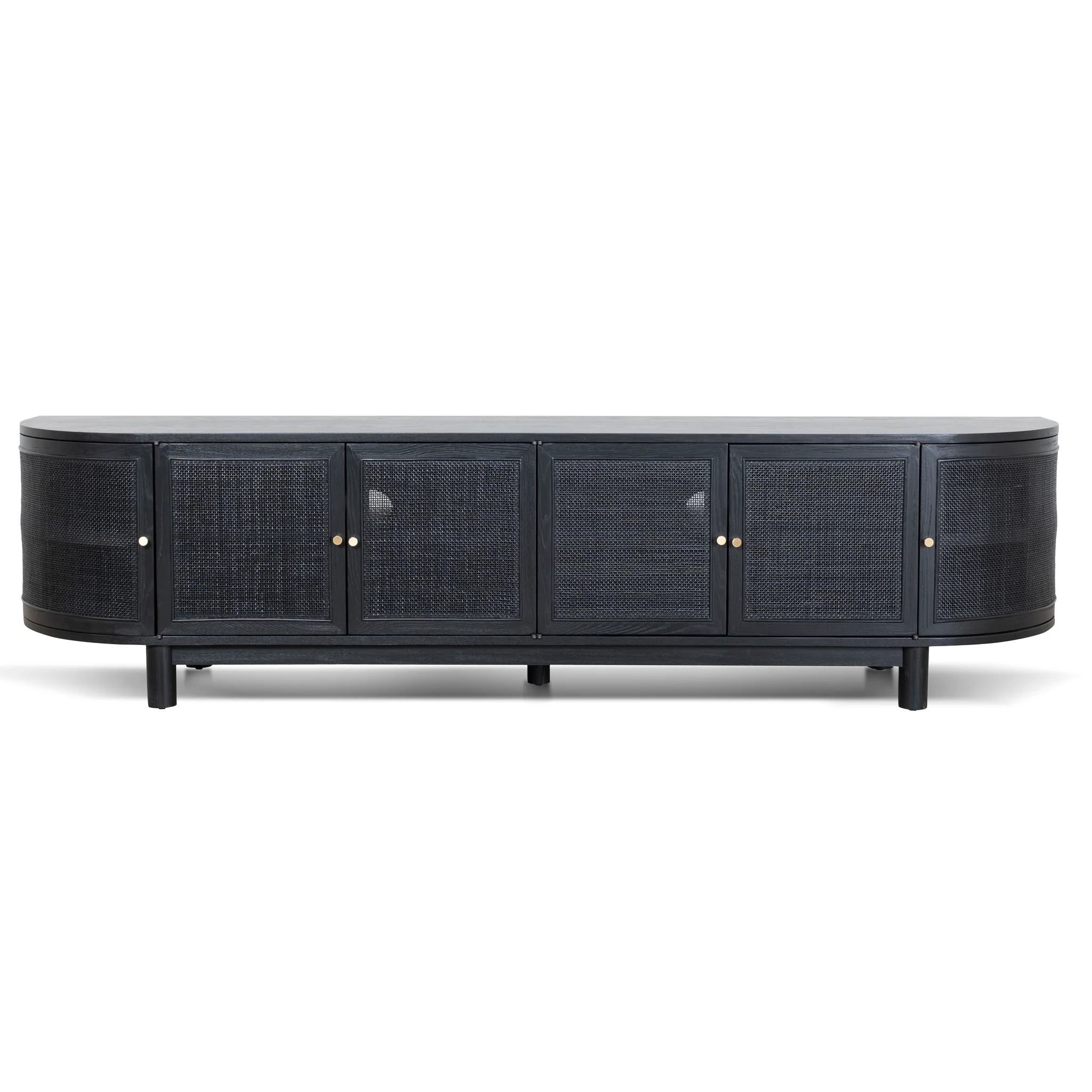 Ibarra 2.2m Rattan Doors TV Entertainment unit - Full Black - Image 4