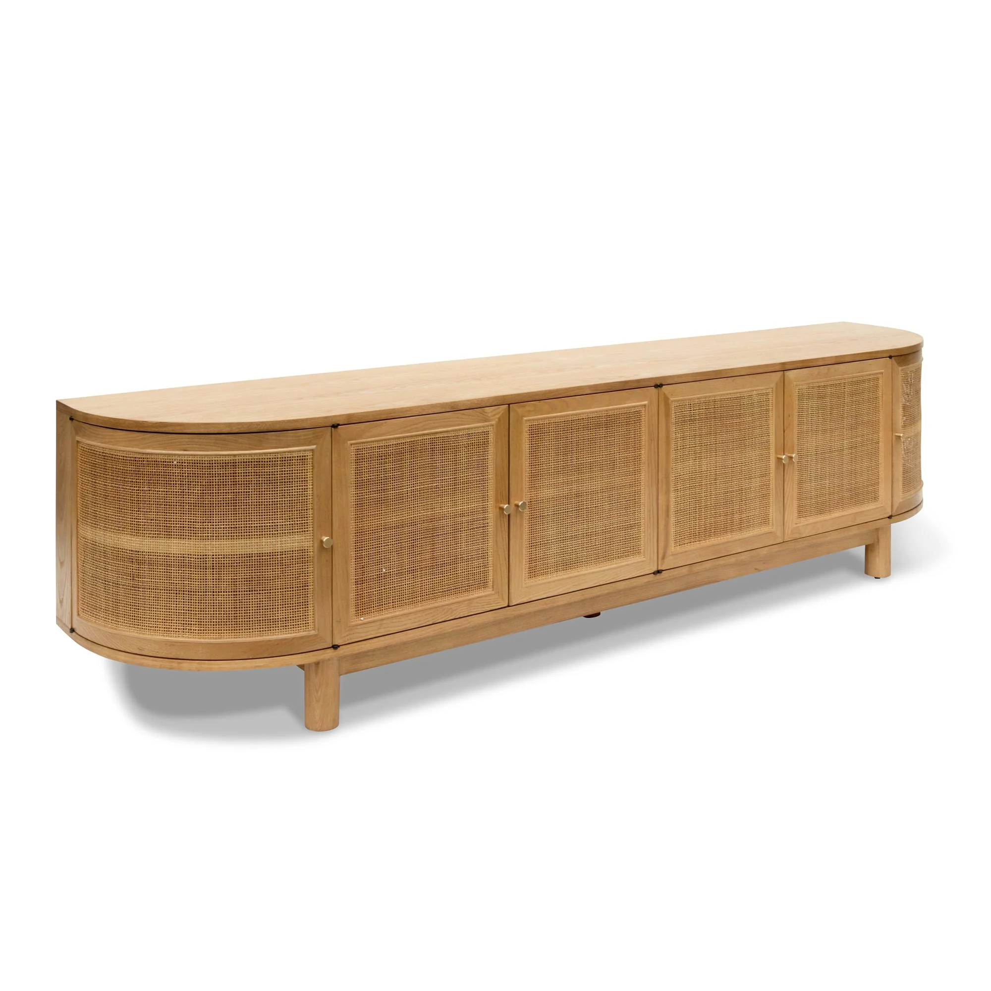Ibarra 2.2m Rattan Doors TV Entertainment unit - Natural - Image 4
