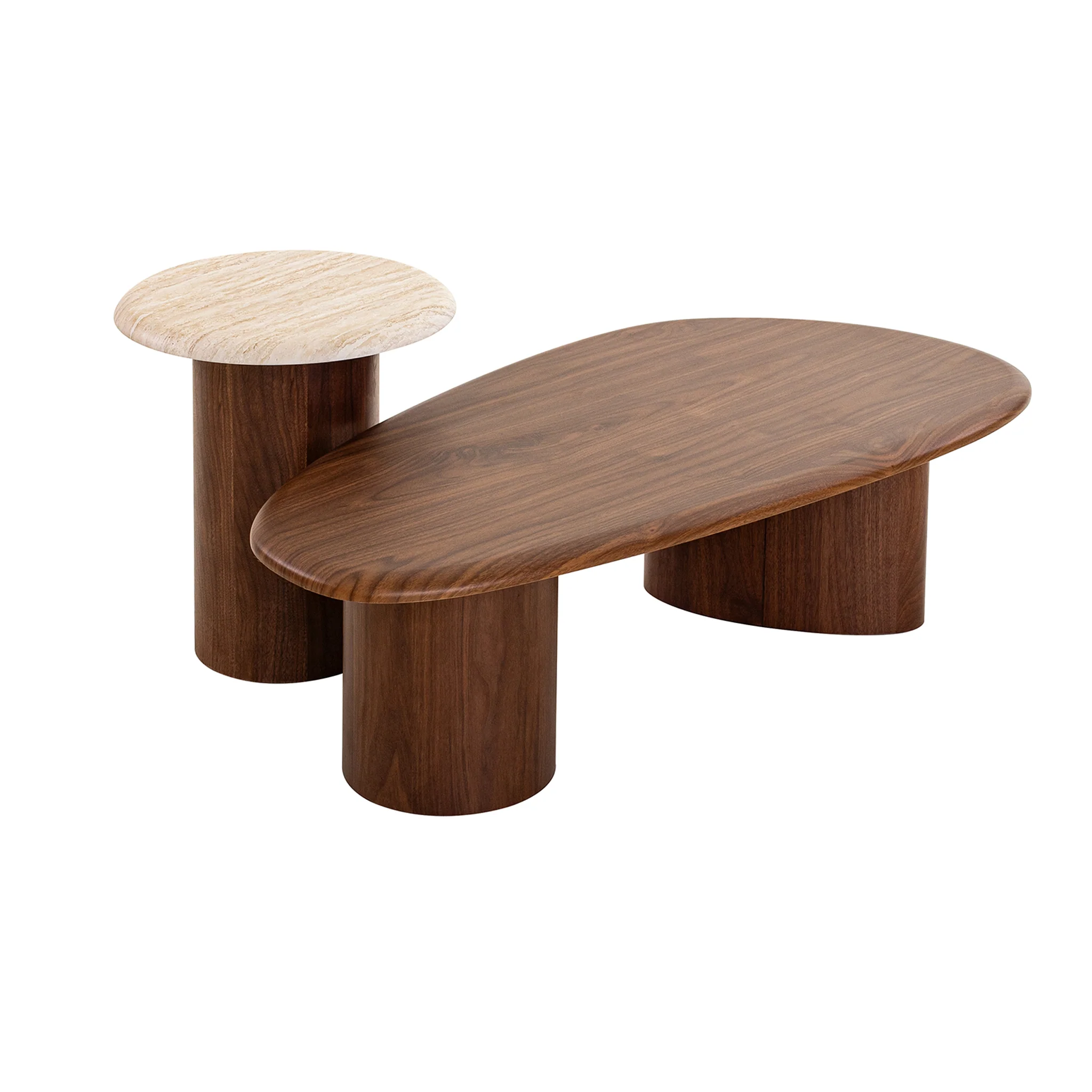 Imperial Walnut Side Table - Stone Look Beige - Image 8