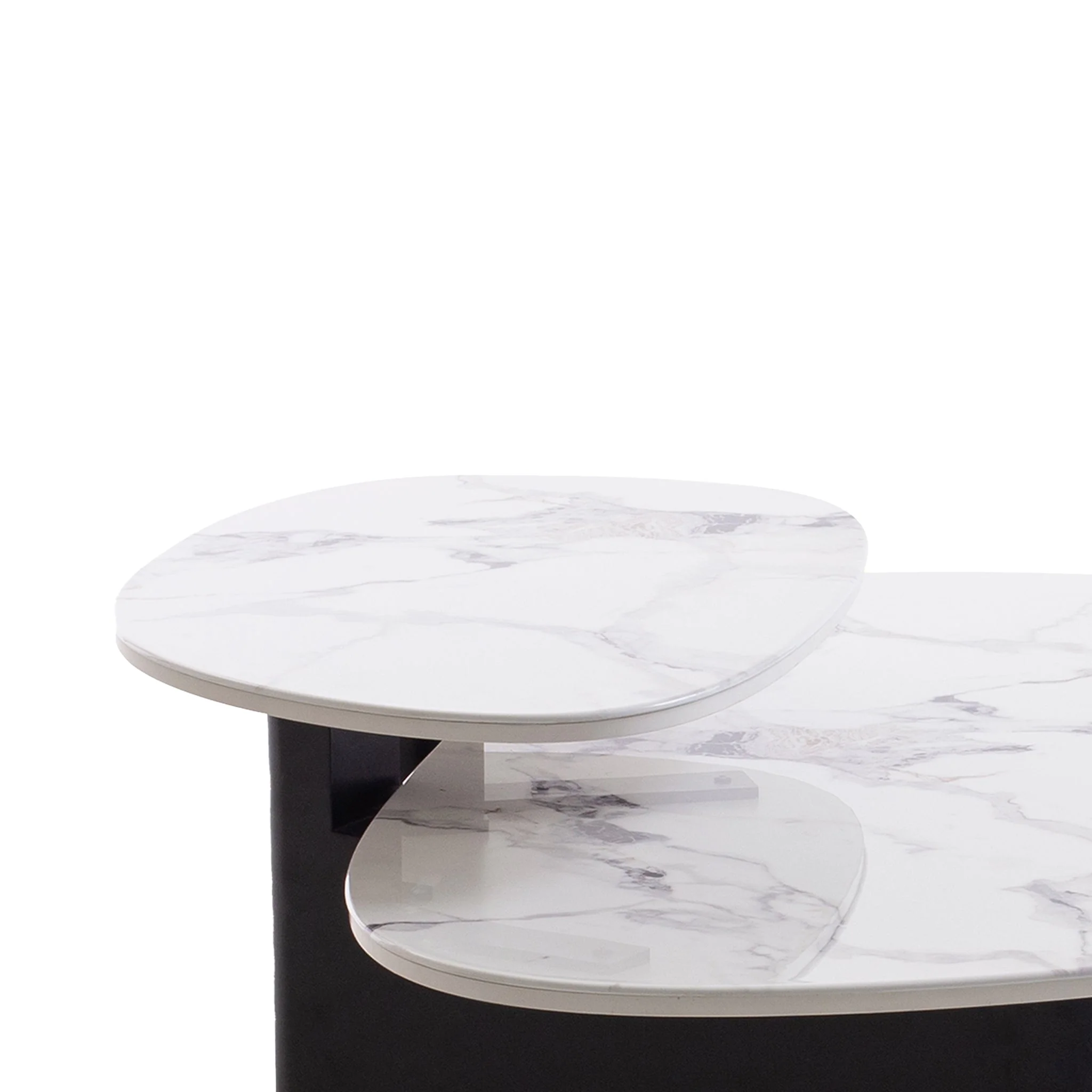 Inga Marble Textured Glass Coffee Table - Black - Image 15
