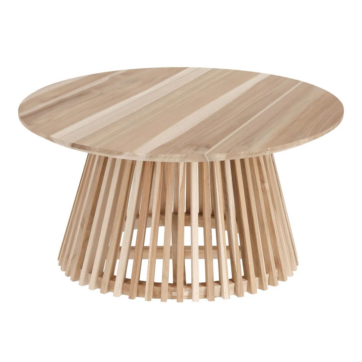 Irune 80cm Solid Timber Round Coffee Table - Natural