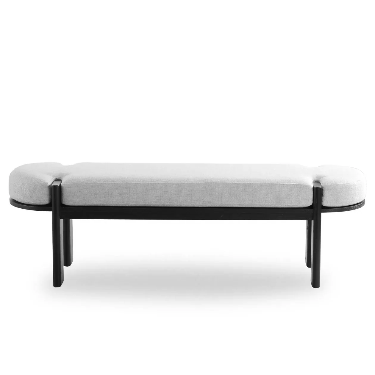 Jahoda 1.6m Black Elm Bench - Natural Linen - Image 2
