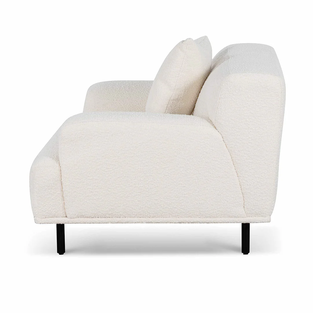 Jasleen Fabric Armchair - Ivory White Boucle with Black Legs - Last One - Image 3