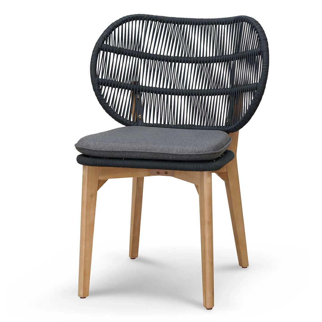 Set of 2 - Jorge Outdoor Dining Chair - Anthracite Grey Cushion - Image 2