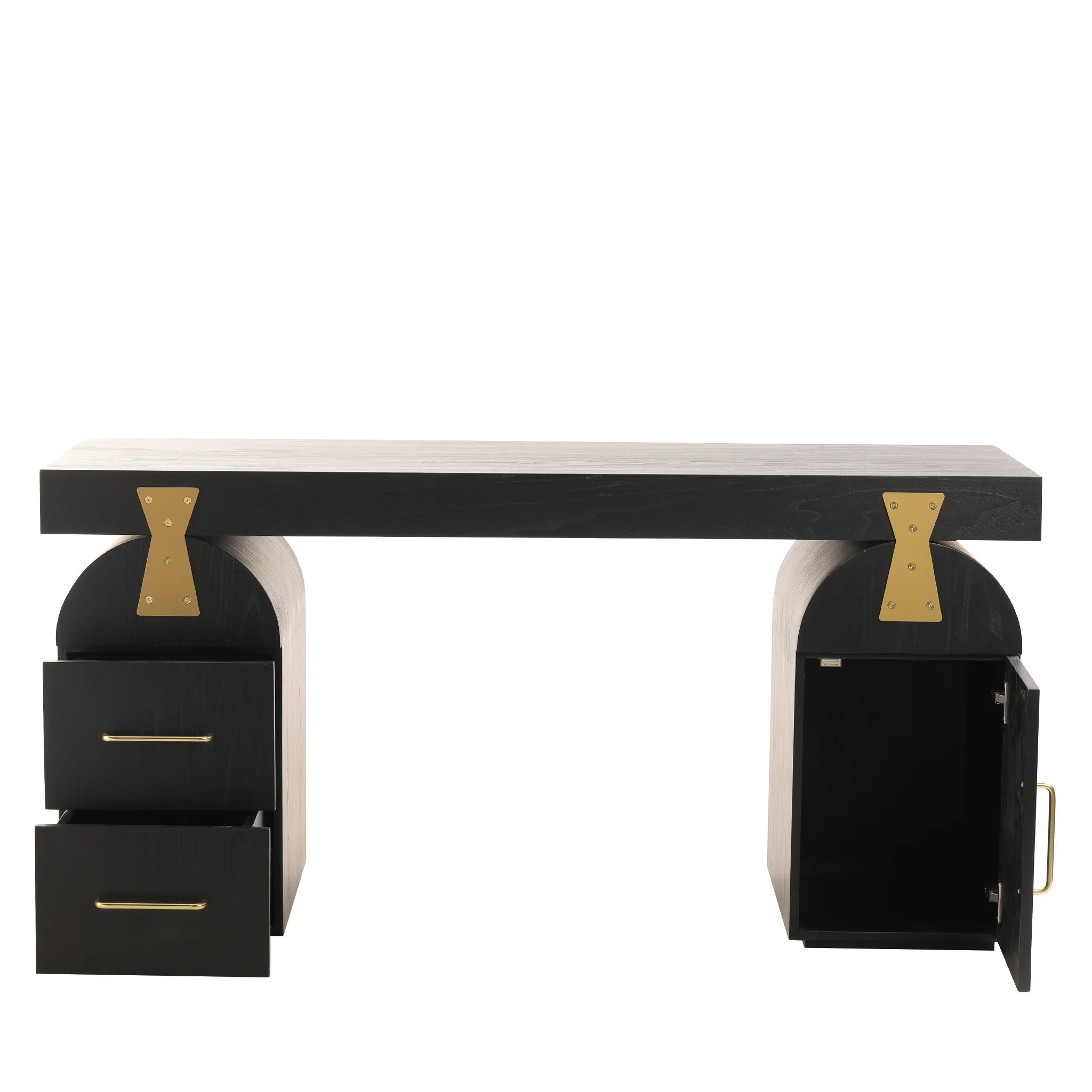 Junon 1.55m New Elm Home Office Desk - Full Black - Image 4