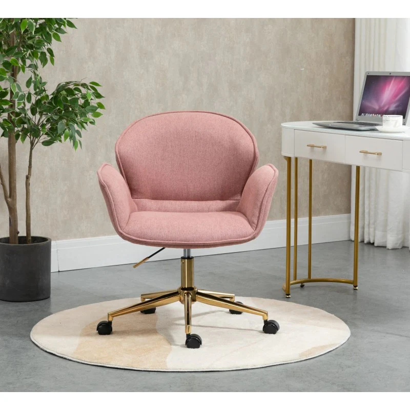 Kami Fabric Office Chair with Gold Legs - Blush - Image 4