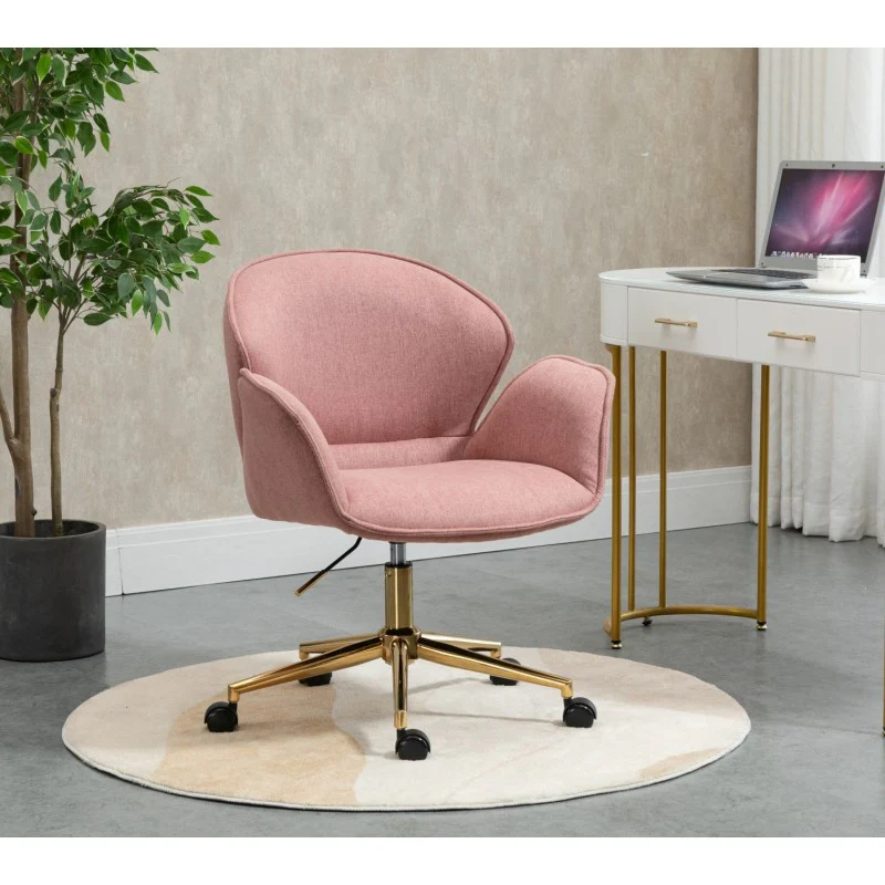 Kami Fabric Office Chair with Gold Legs - Blush - Image 5