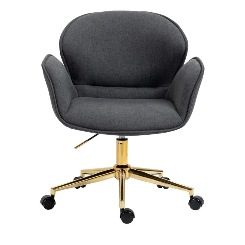 Kami Fabric Office Chair with Gold Legs - Dark Grey