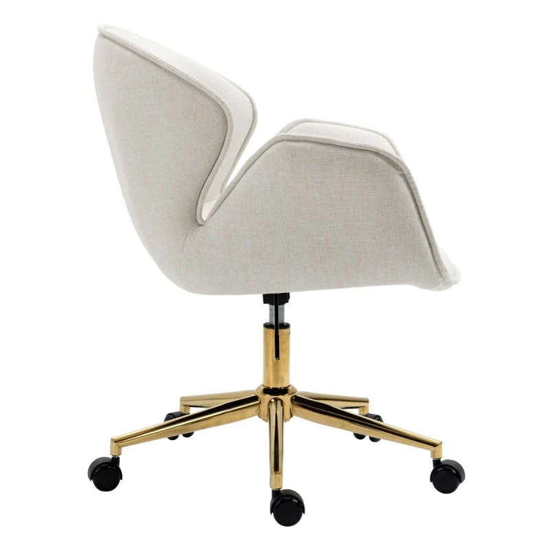 Kami Fabric Office Chair with Gold Legs - Light Beige - Image 2