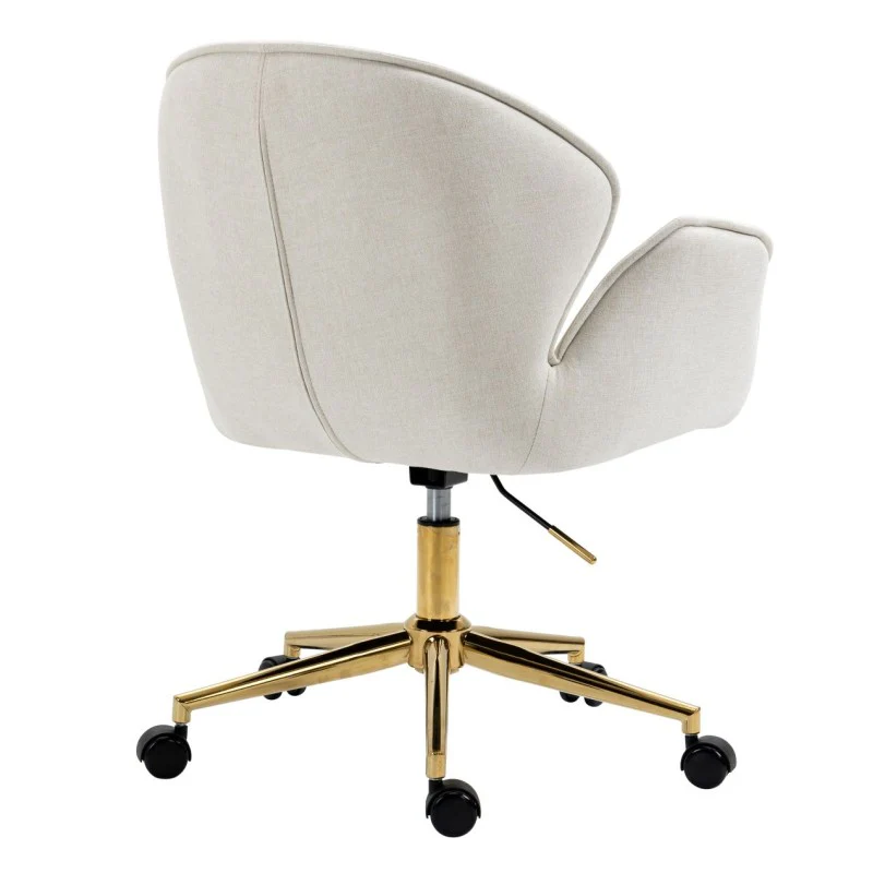 Kami Fabric Office Chair with Gold Legs - Light Beige - Image 3