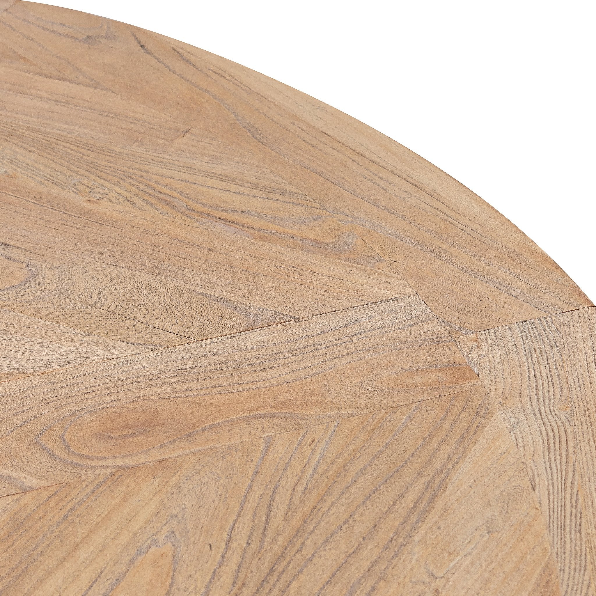 Kara Reclaimed 1.4m Round Dining Table - Natural Top and Black Base - Image 9