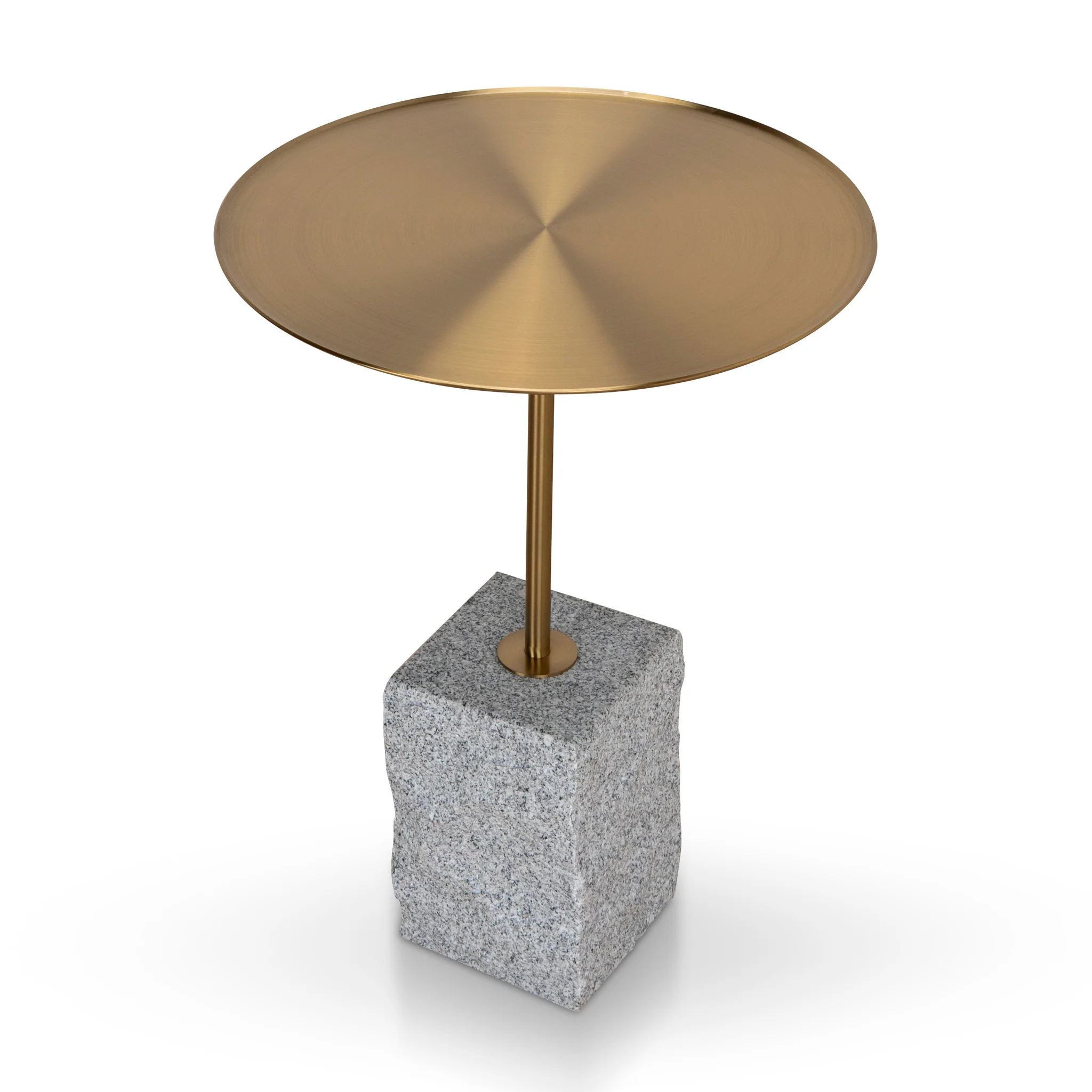 Kelvin 45cm Brushed Gold Side Table - Faceted Granite Marble