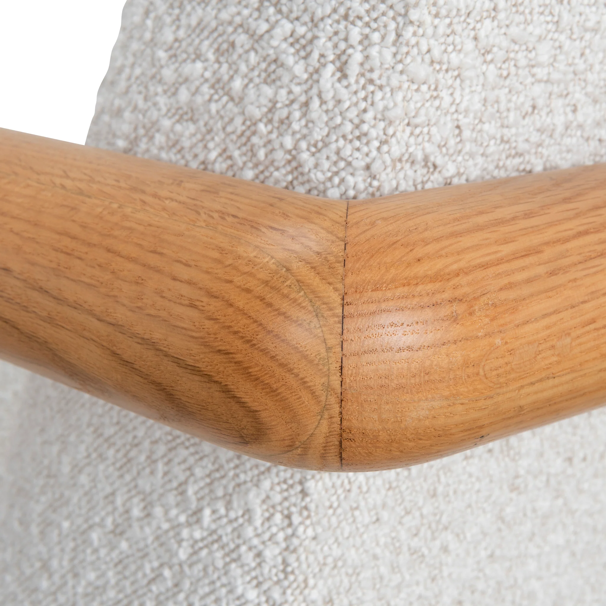 Lazycave Oak Armchair - Off White Boucle - Image 9
