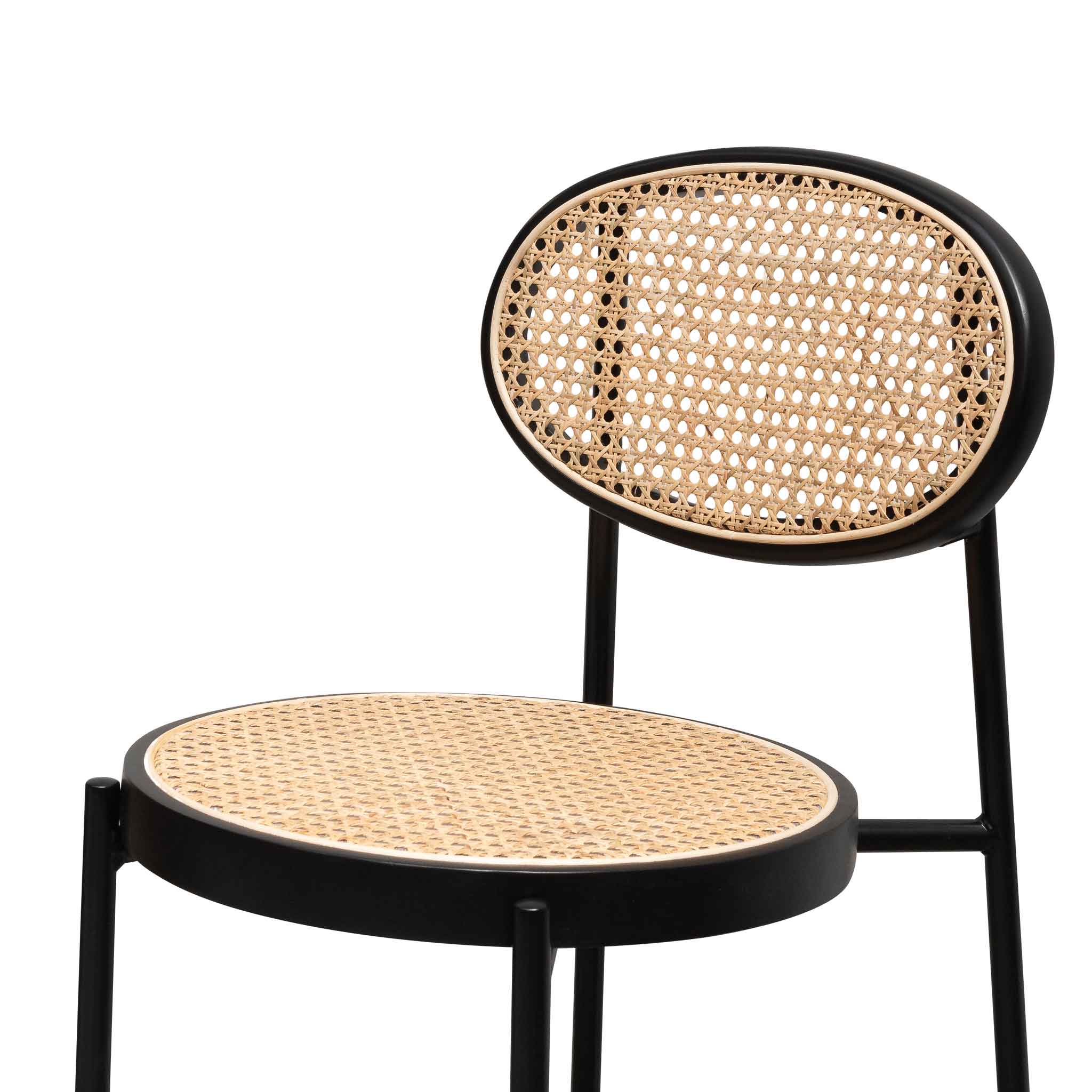 Lesley 65cm Natural Rattan Bar Stool - Black - Last one - Image 8