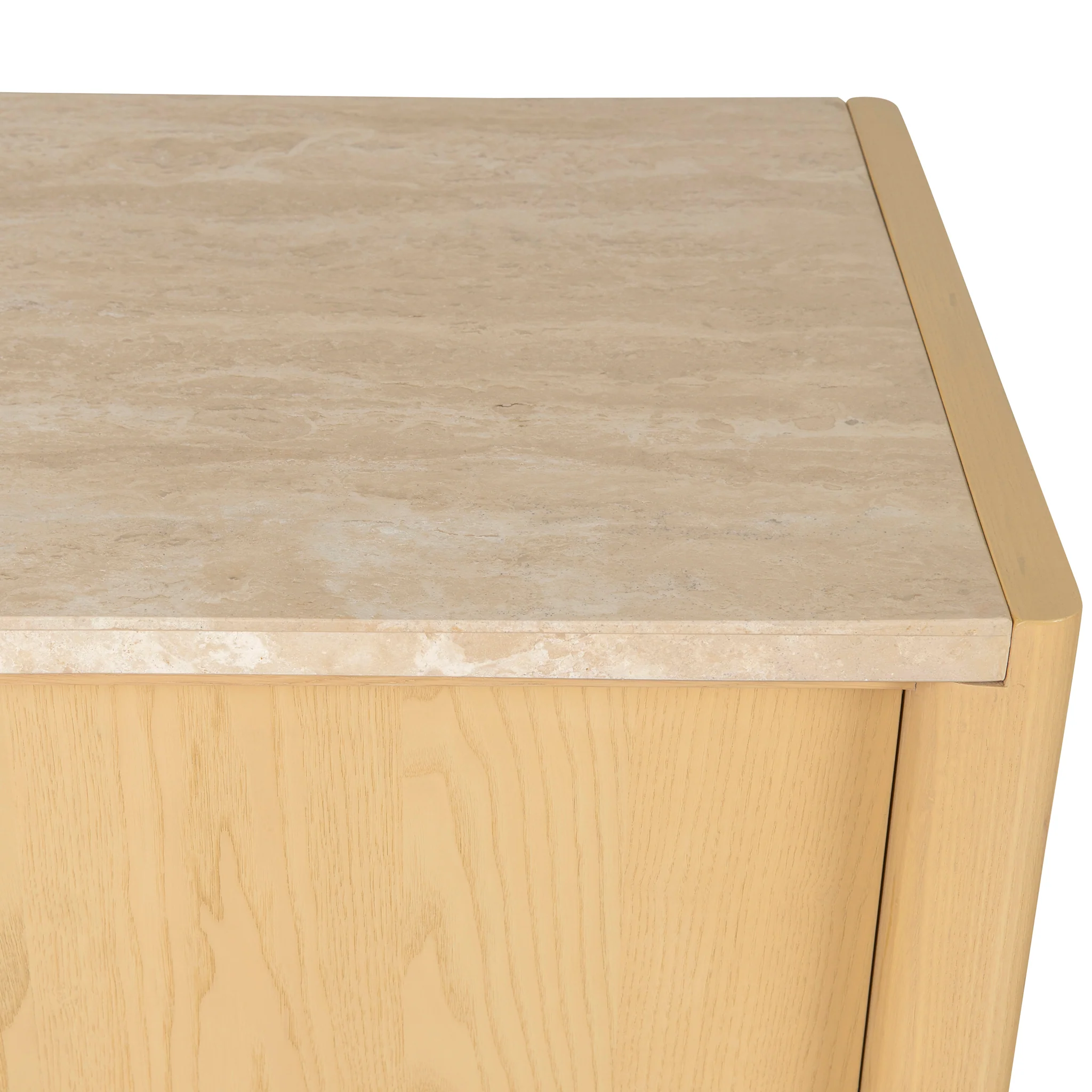 Linden 2.1m Travertine Top Sideboard Unit - Creme Ash - Image 10