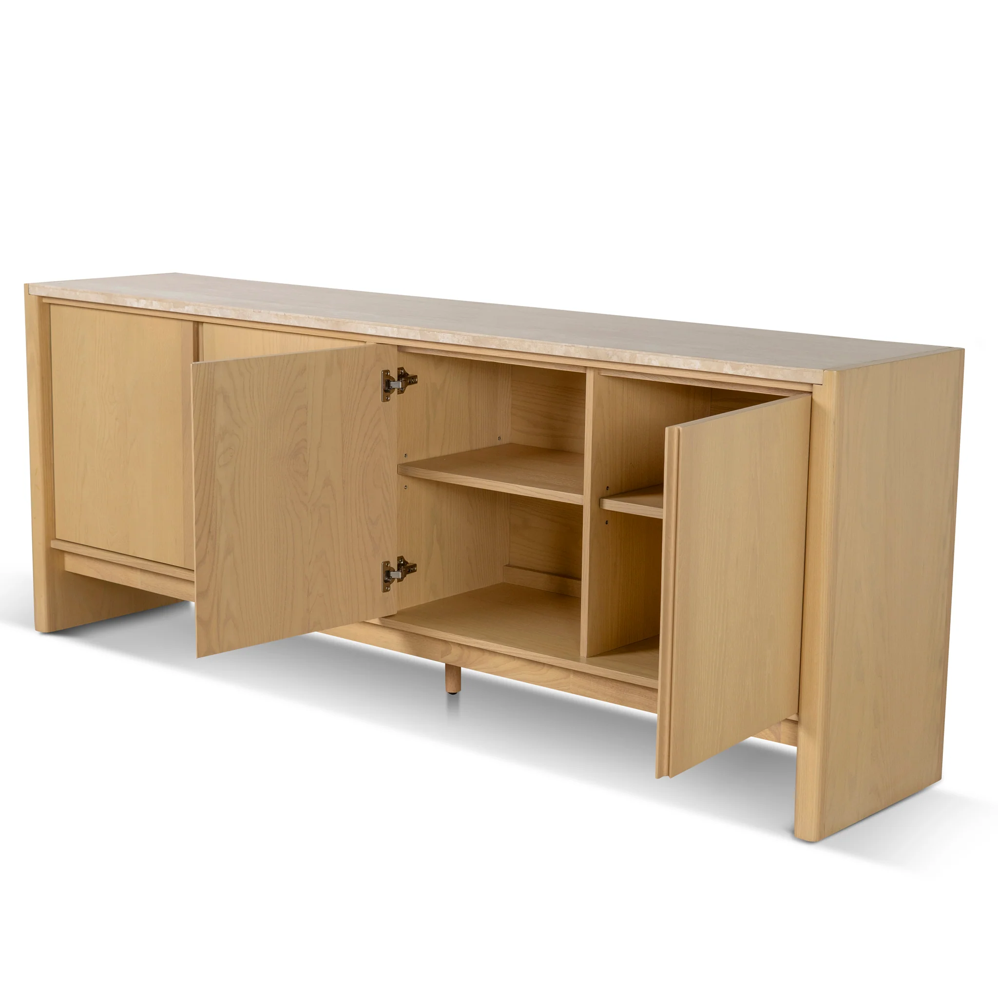 Linden 2.1m Travertine Top Sideboard Unit - Creme Ash - Image 5