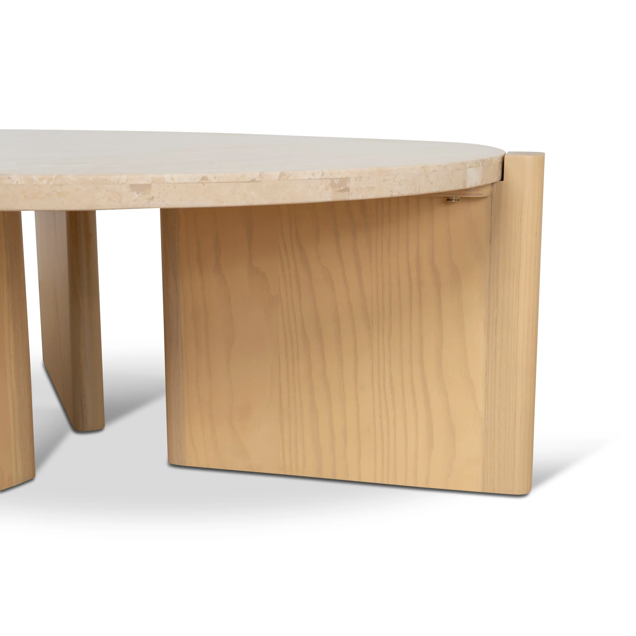 Linden Travertine Top Round Nested Table - Creme Ash - Image 6