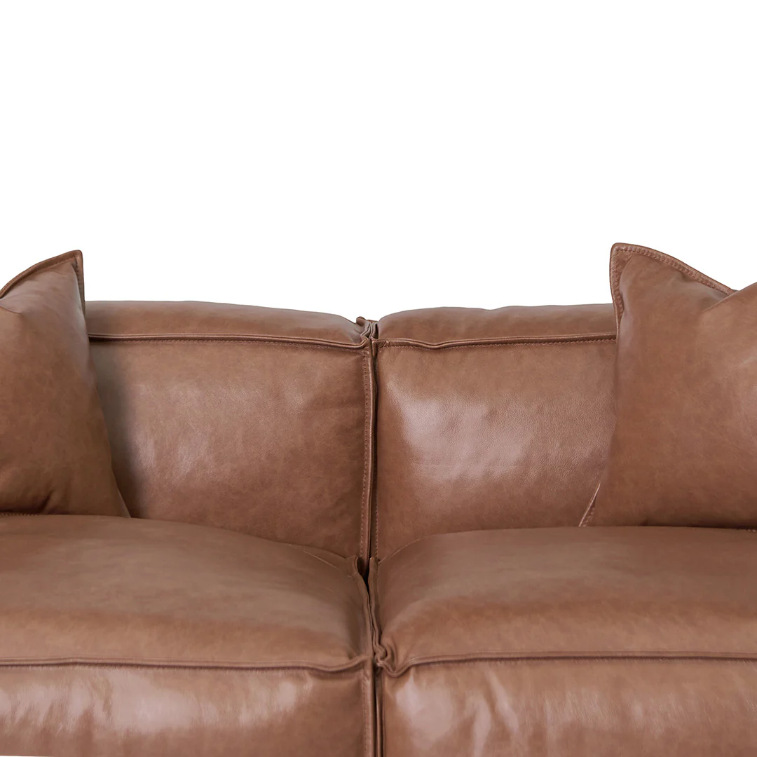 Loft 4 Seater Sofa with Cushion and Pillow - Caramel Brown Leather - Image 5