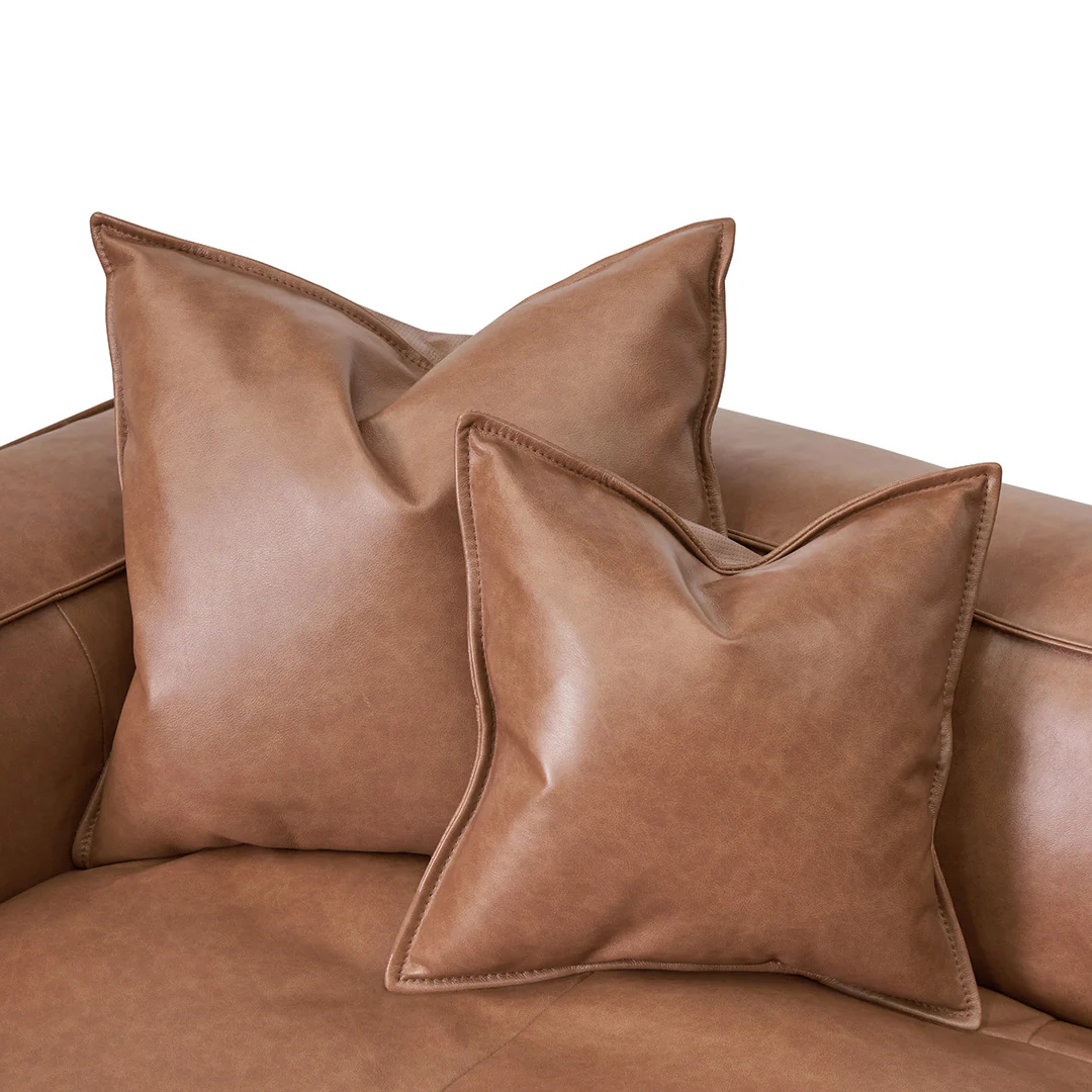Loft 4 Seater Sofa with Cushion and Pillow - Caramel Brown Leather - Image 6