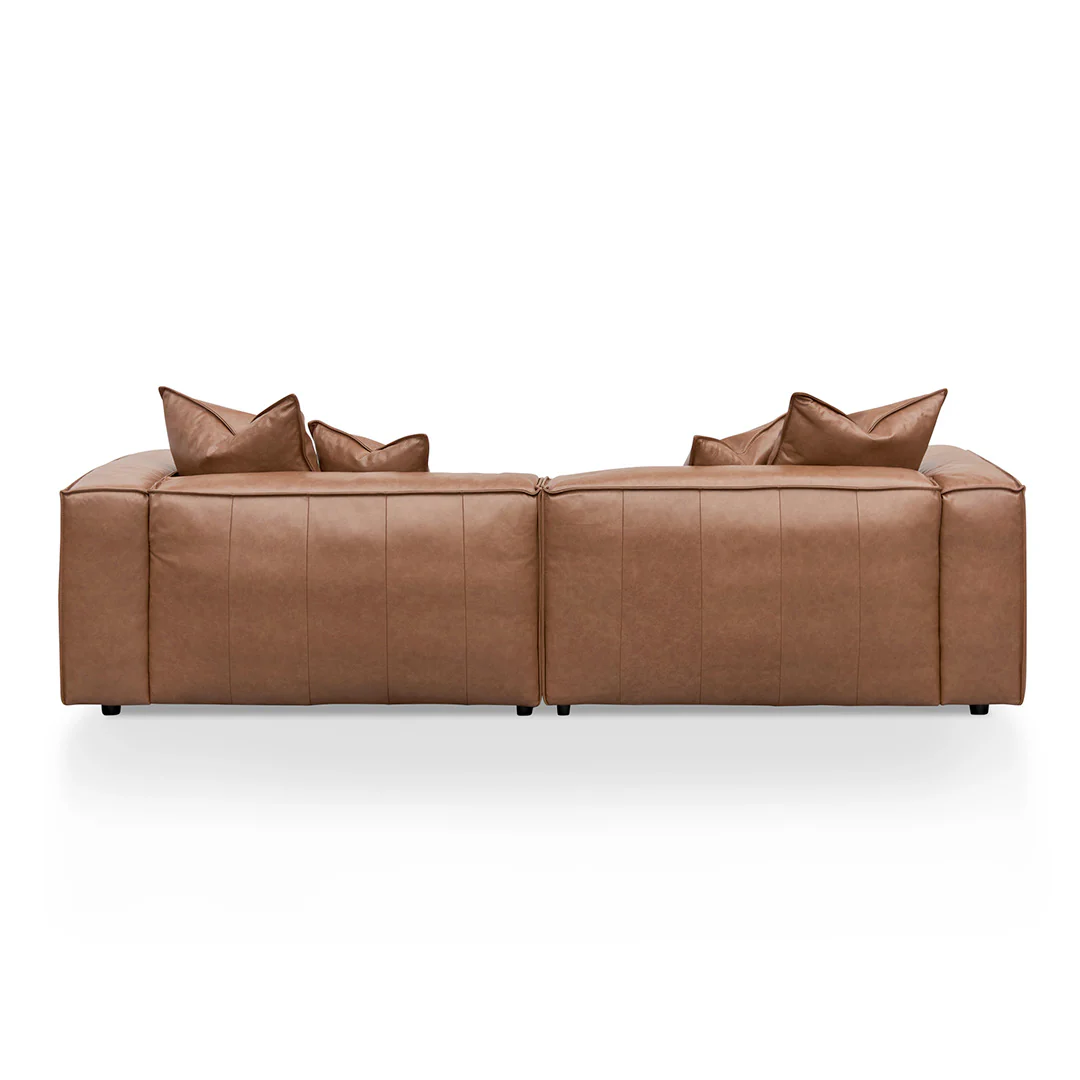 Loft 4 Seater Sofa with Cushion and Pillow - Caramel Brown Leather - Image 8