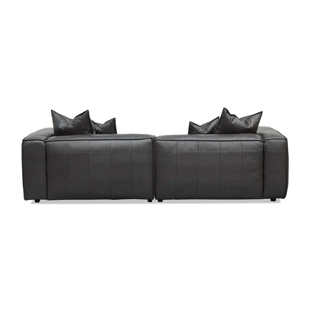 Loft 4 Seater Sofa with Cushion and Pillow - Shadow Grey Leather - Image 7