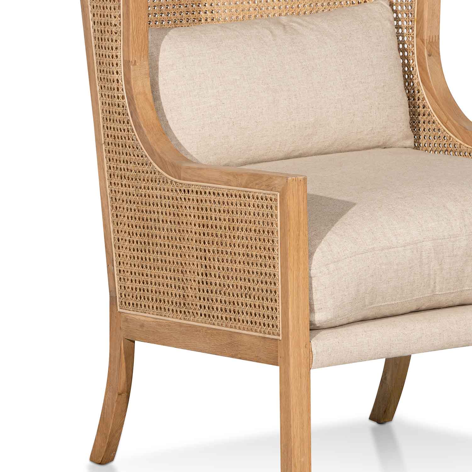 Lowell Wingback Rattan Armchair - Distress Natural - Sand White - Image 7