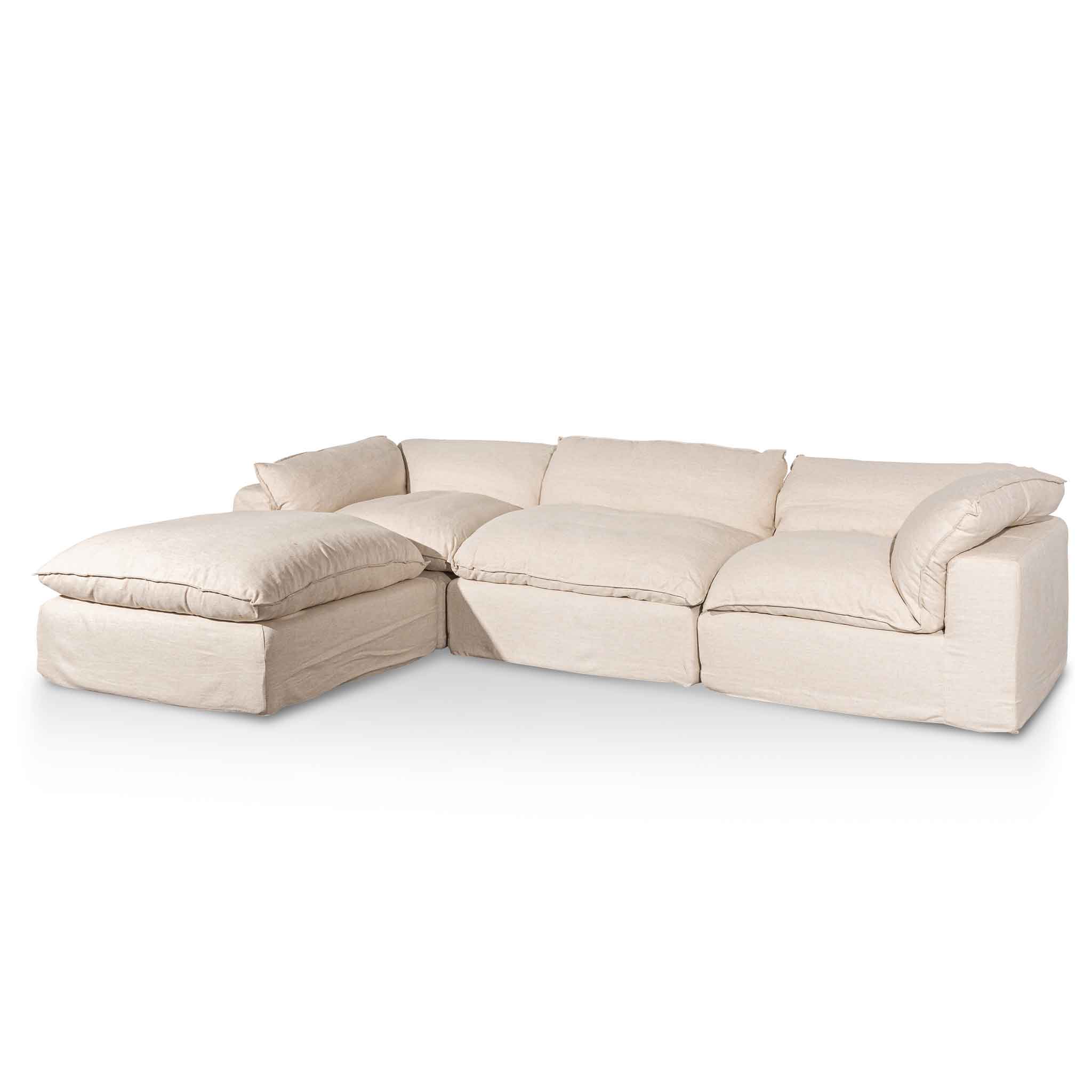 Lucian Fabric Corner Sofa - Linen Sand - Image 3