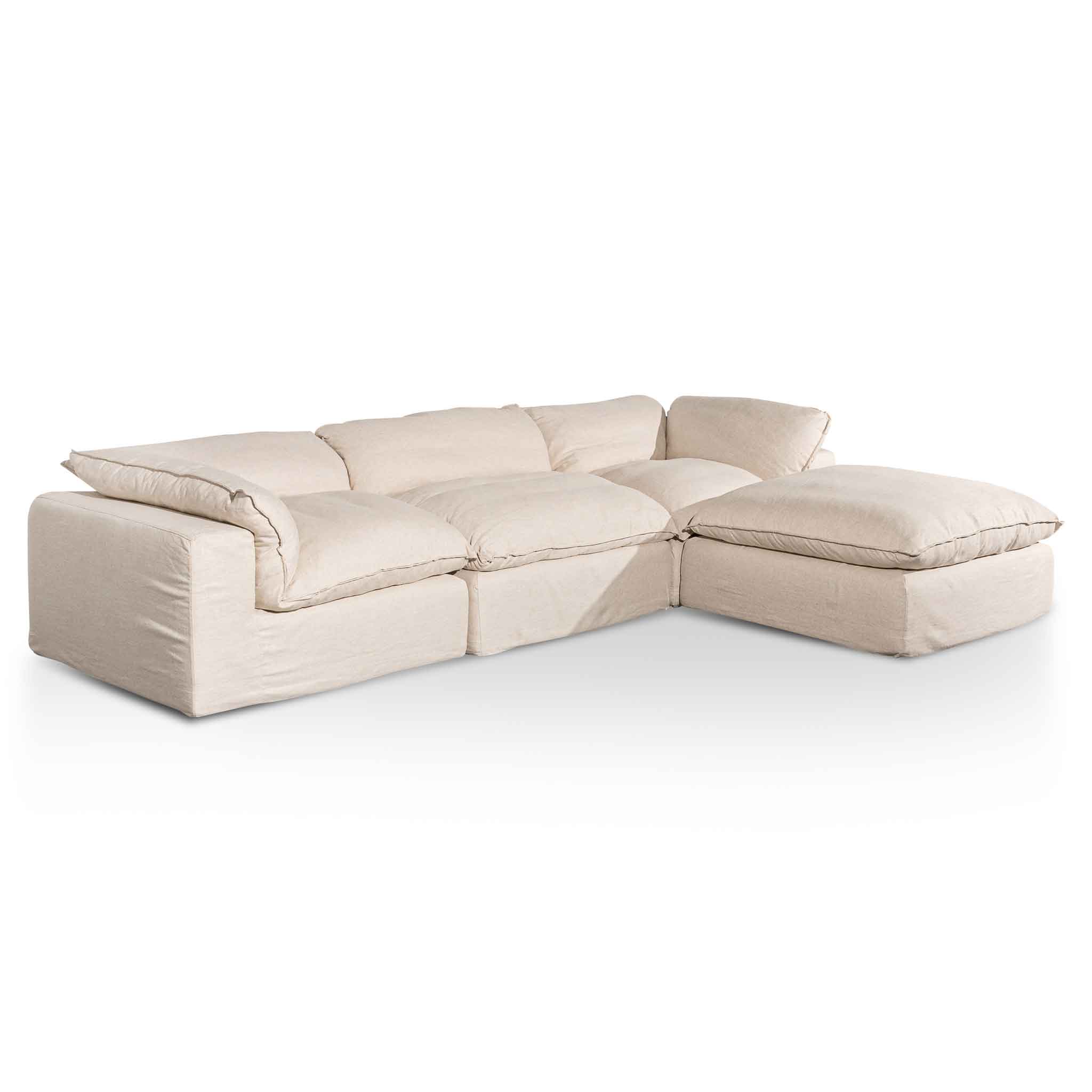 Lucian Fabric Corner Sofa - Linen Sand - Image 4