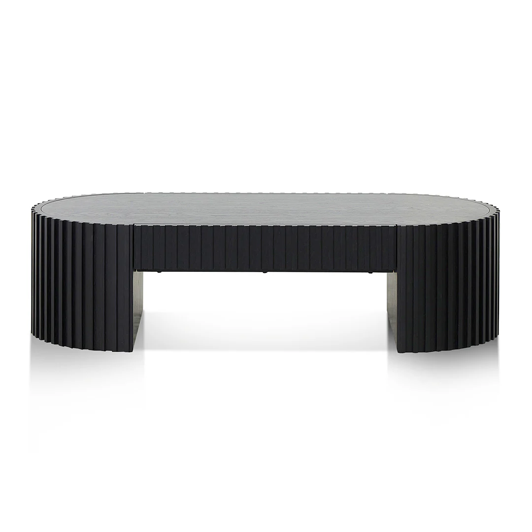 Maggie 1.3m Oval Coffee Table - Full Black Oak - Image 2