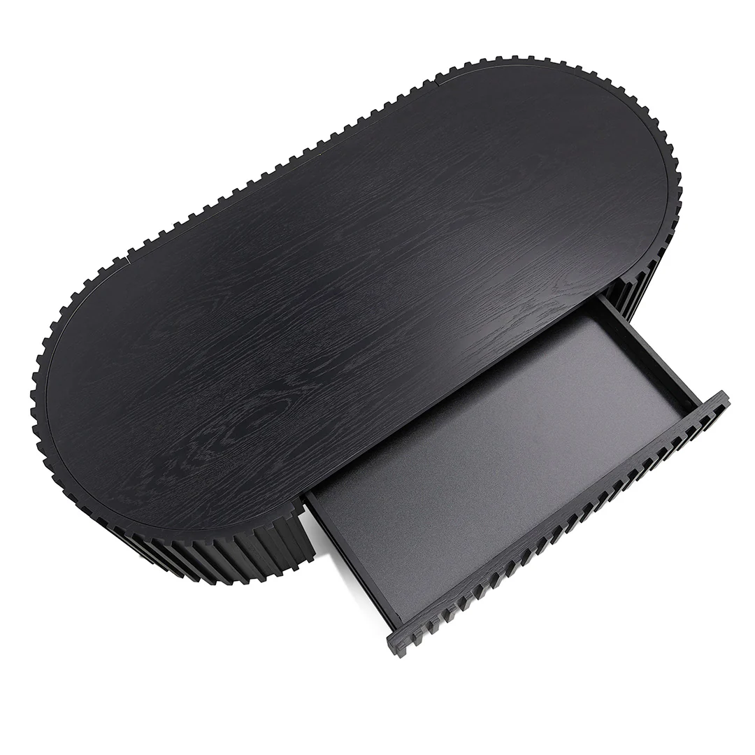 Maggie 1.3m Oval Coffee Table - Full Black Oak - Image 7