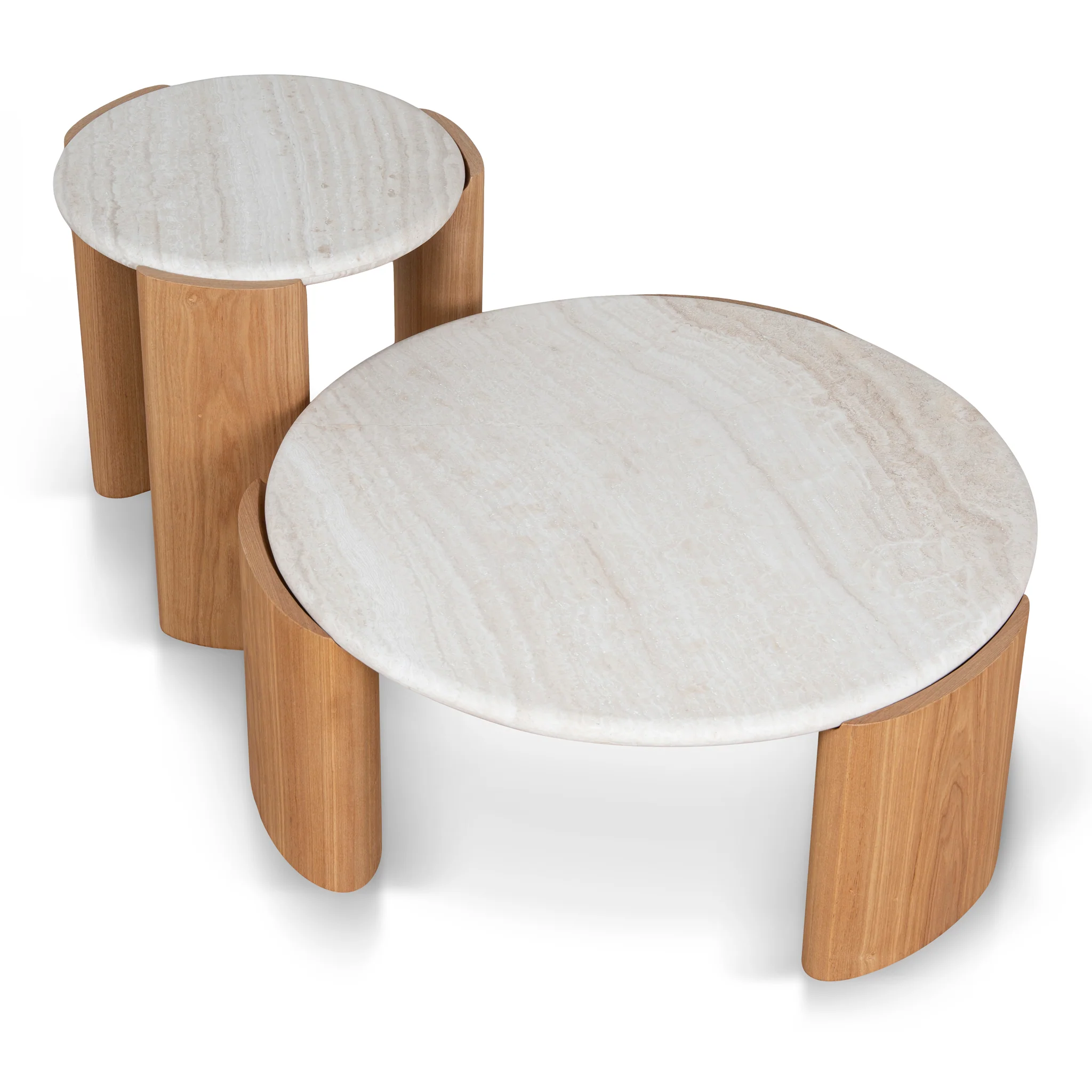 Marbela Nested Travertine Coffee Table - Natural - Image 3