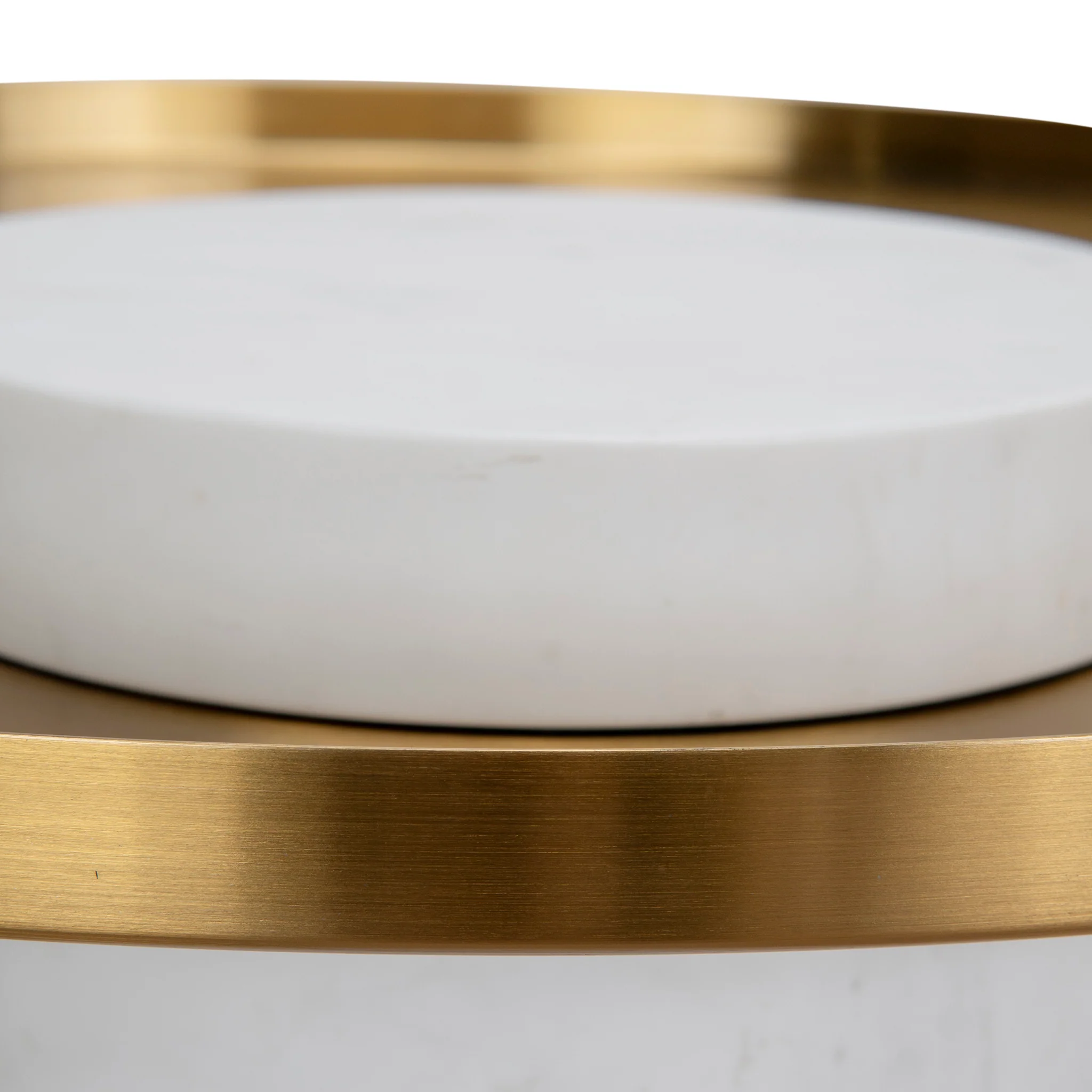 Marcela 40cm Round Brushed Gold Side Table - Marble - Image 8