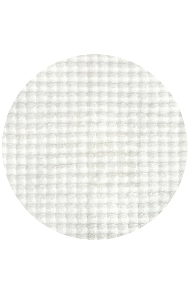 Marill 100cm x 100cm Round Bubbly Washable Rug - White