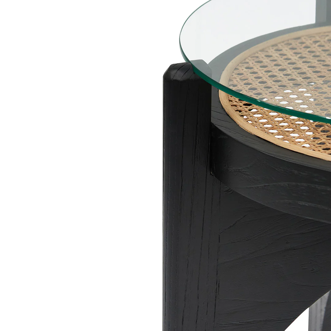 Mcdaniel 50cm Round Glass Side Table - Black - Image 3