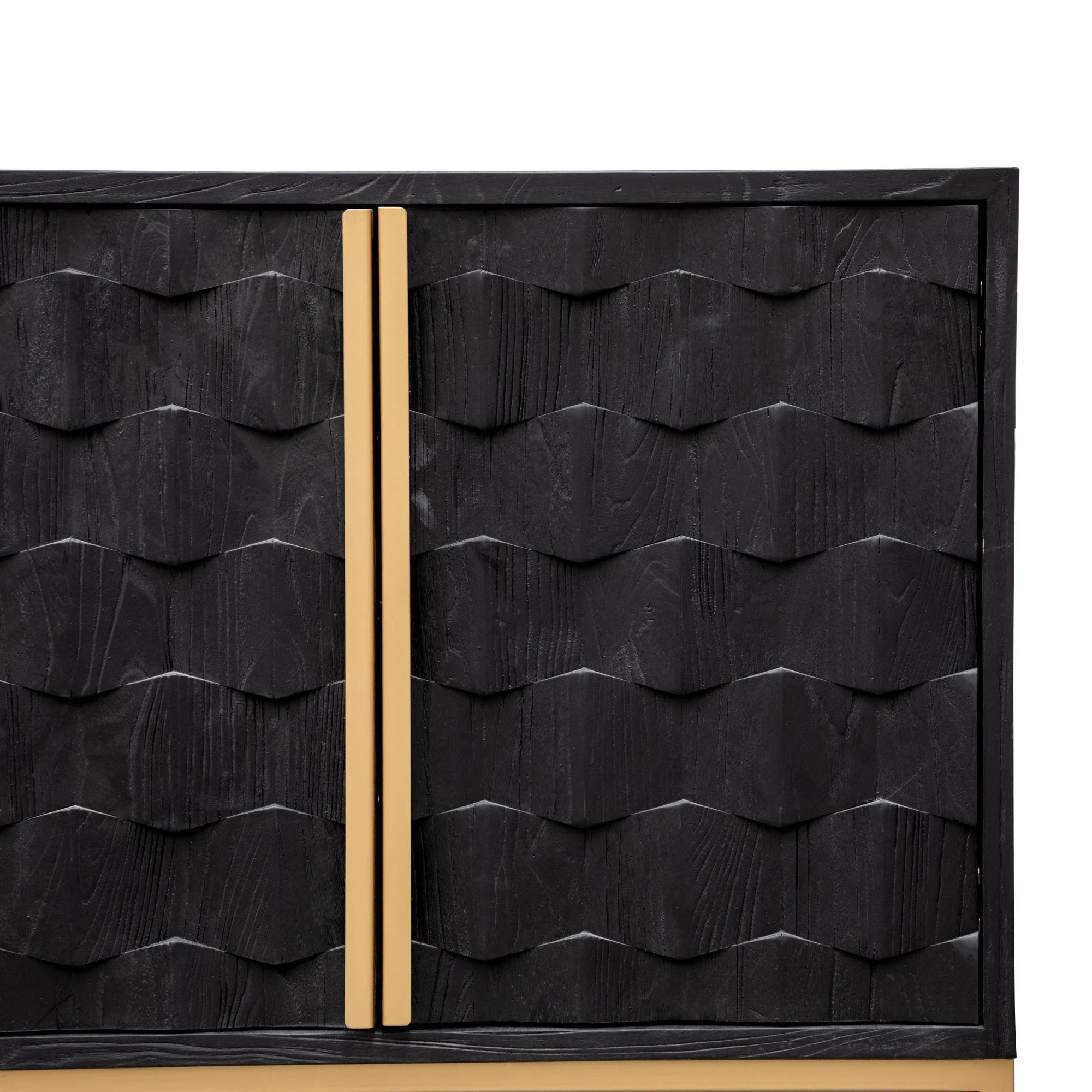 Mildred 1.78m Sideboard - Black ELM Wood with Gold Handle - Image 8